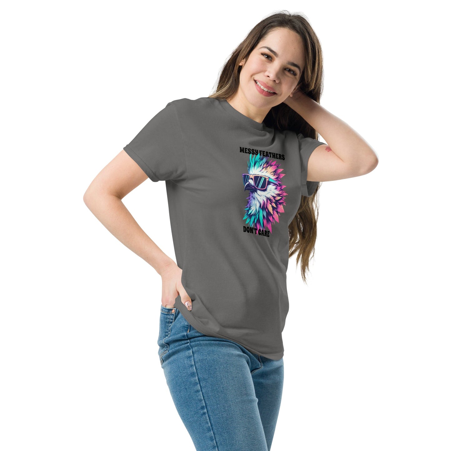 Messy Feathers Don't Care Women's (Unisex) Classic Tee - Women's Shirts - Discovery Co.