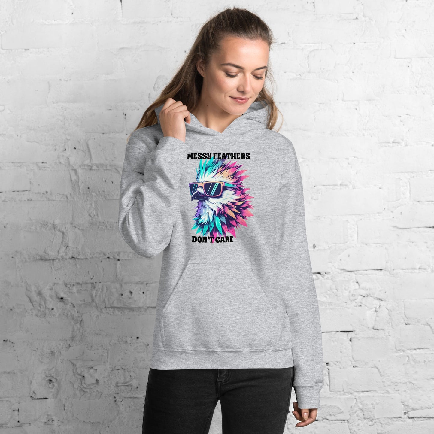 Messy Feathers Don't Care Women's (Unisex) Hoodie - Hoodies - Discovery Co.