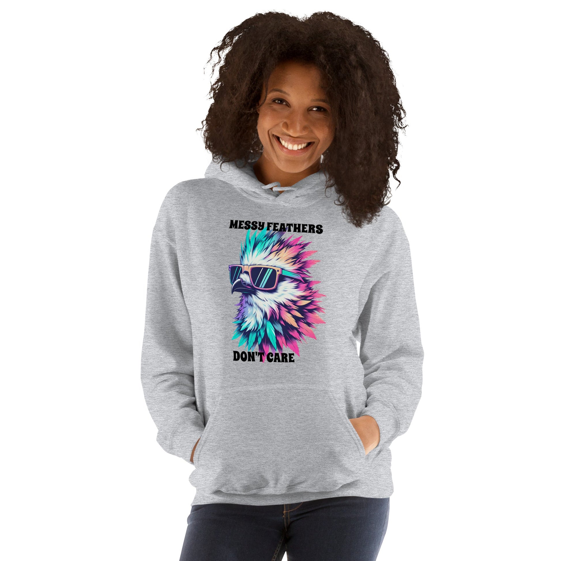 Messy Feathers Don't Care Women's (Unisex) Hoodie - Hoodies - Discovery Co.