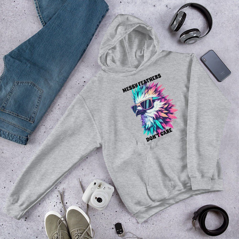 Messy Feathers Don't Care Women's (Unisex) Hoodie - Hoodies - Discovery Co.