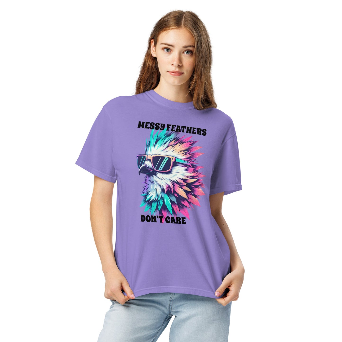 Messy Feathers Don't Care Women's (Unisex) Premium Tee - Women's Shirts - Discovery Co.