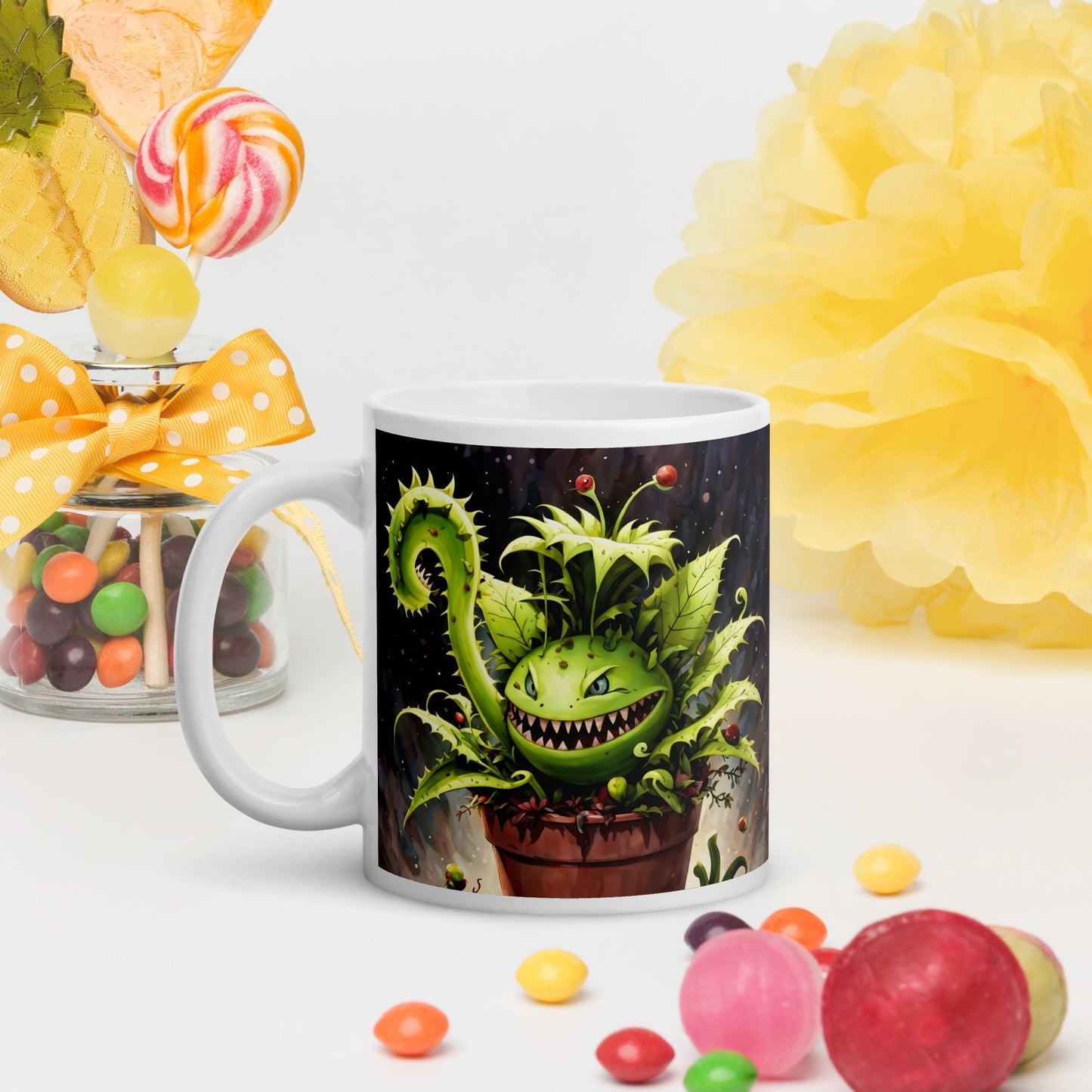 Monster Venus Flytrap White Glossy Mug (11 oz, 15 oz, 20 oz) - Mugs - Discovery Co.