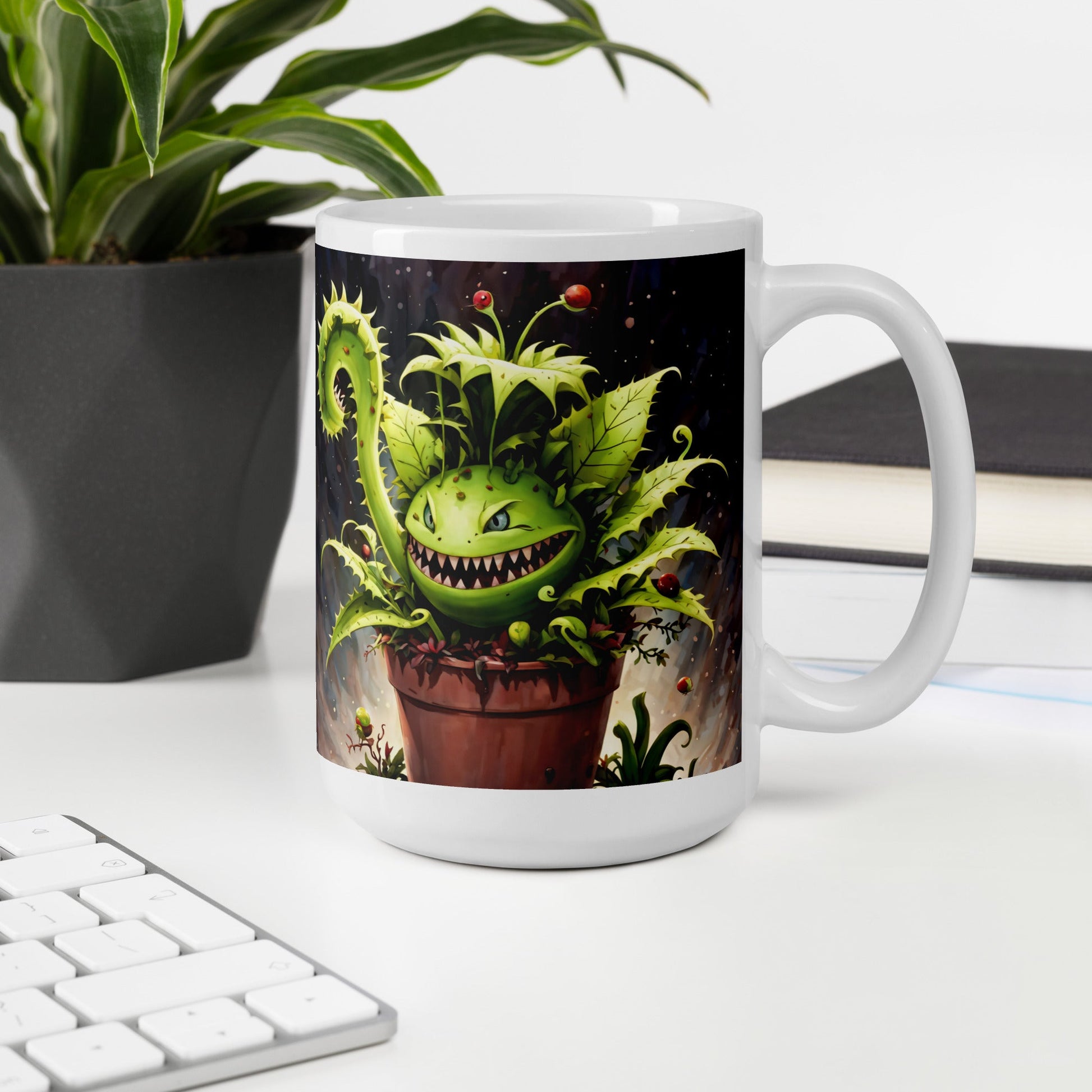 Monster Venus Flytrap White Glossy Mug (11 oz, 15 oz, 20 oz) - Mugs - Discovery Co.