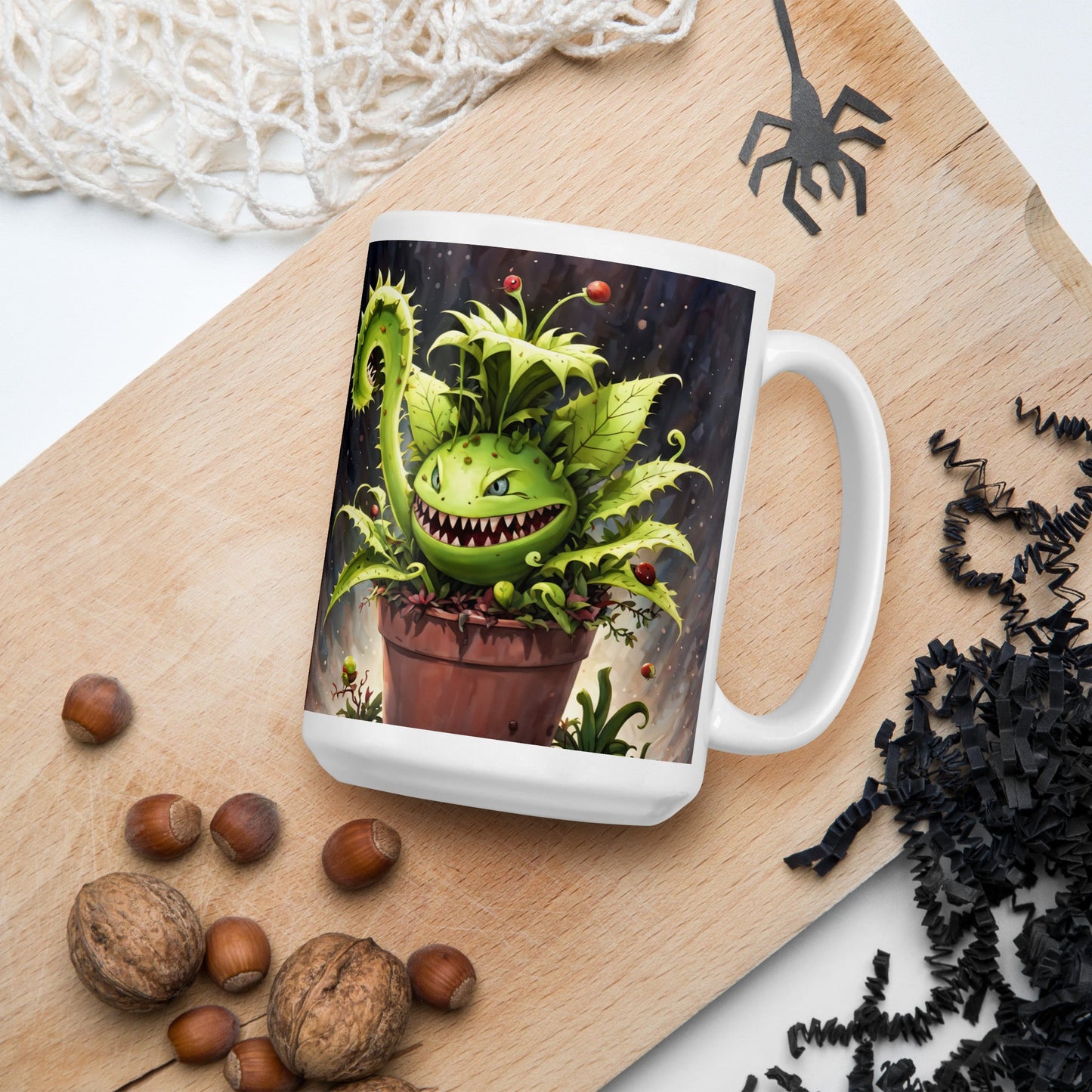 Monster Venus Flytrap White Glossy Mug (11 oz, 15 oz, 20 oz) - Mugs - Discovery Co.