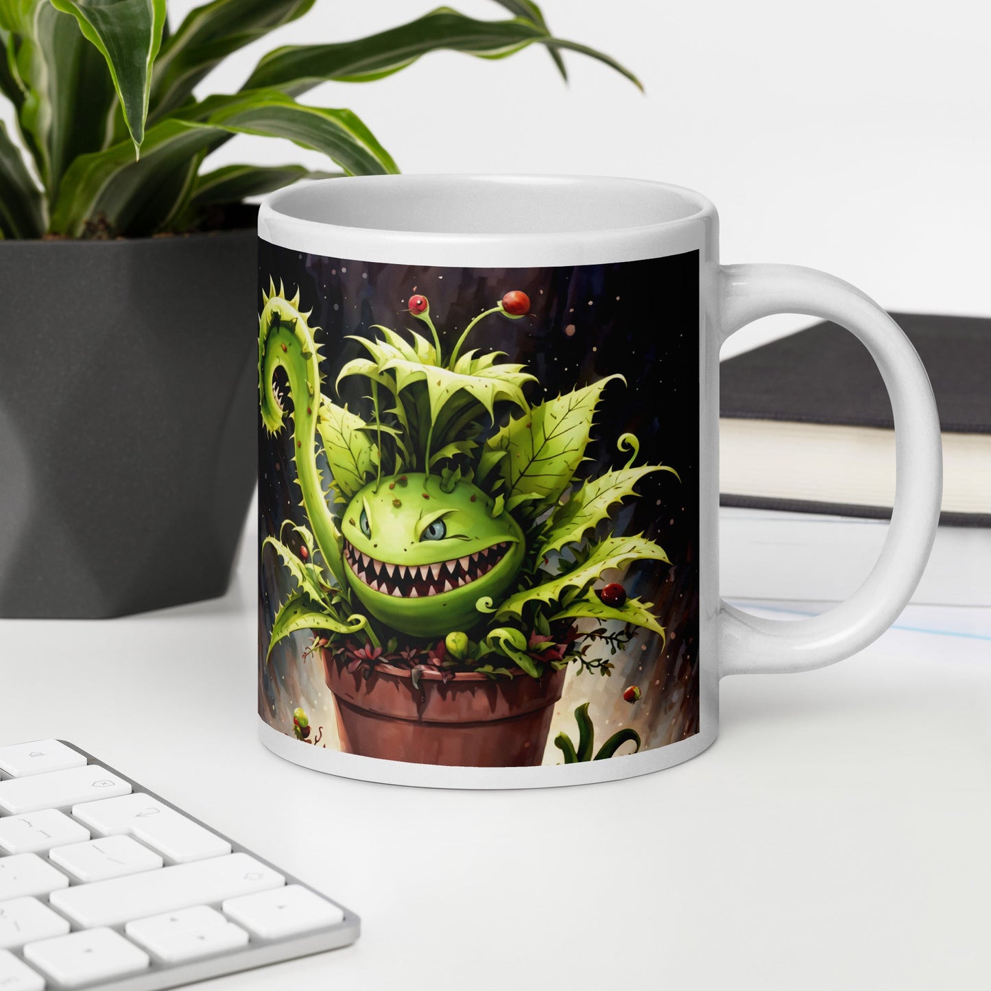 Monster Venus Flytrap White Glossy Mug (11 oz, 15 oz, 20 oz) - Mugs - Discovery Co.