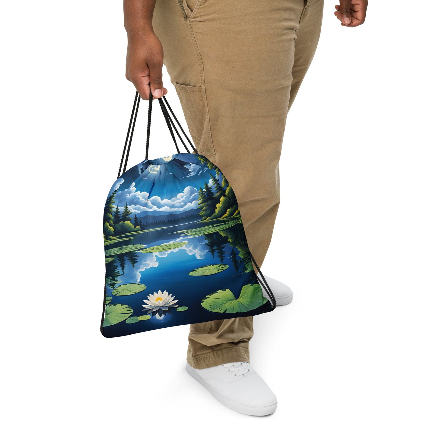 Moon Over Lake II Drawstring Bag - Drawstring Bag - Discovery Co.