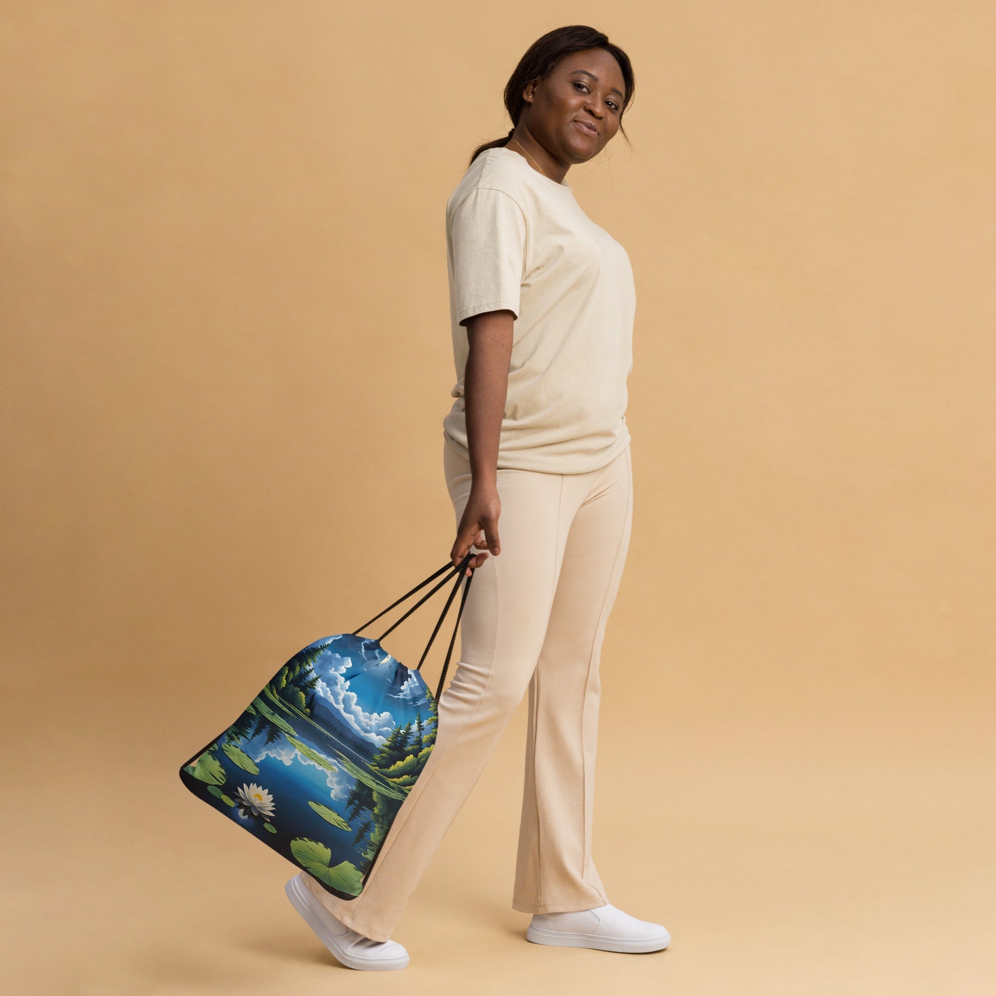 Moon Over Lake II Drawstring Bag - Drawstring Bag - Discovery Co.