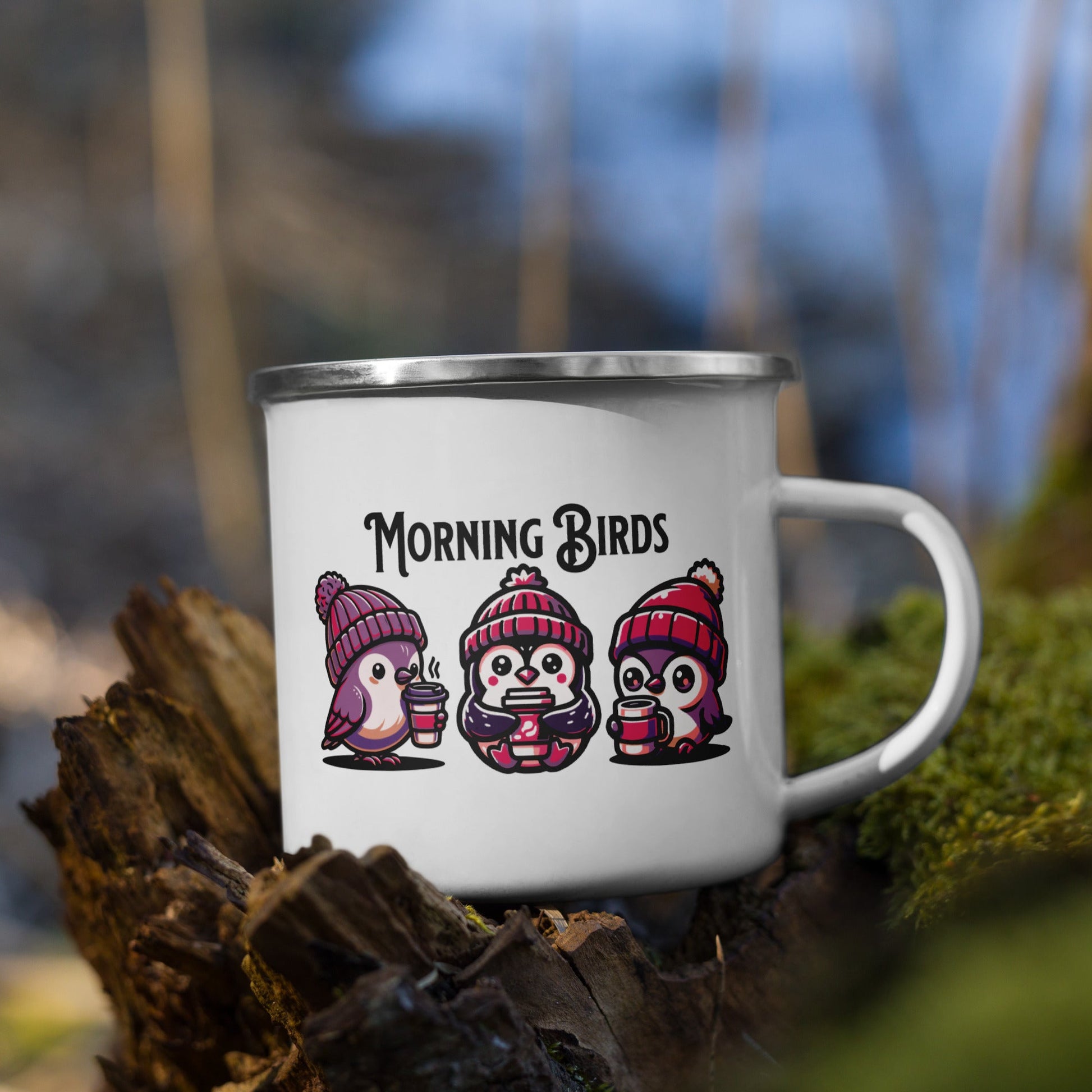 Morning Birds (Purple) Enamel Mug - Mugs - Discovery Co.