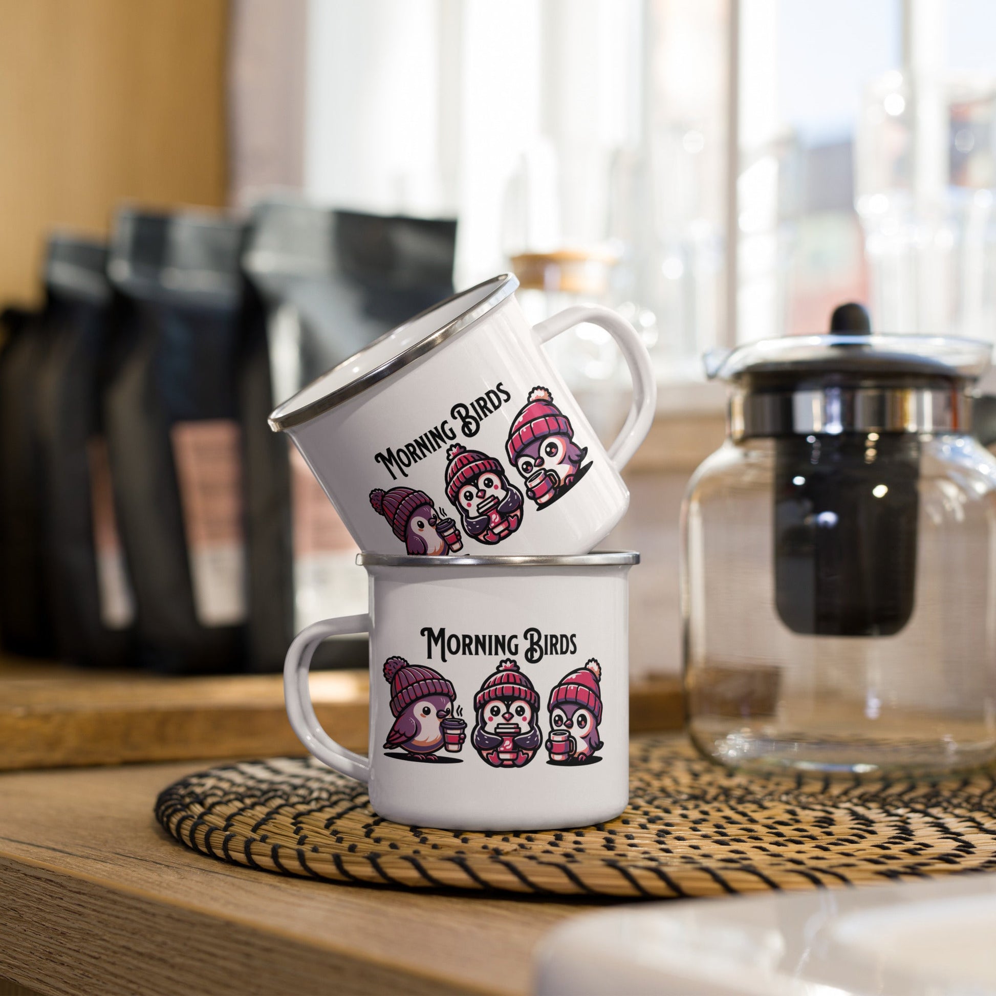 Morning Birds (Purple) Enamel Mug - Mugs - Discovery Co.