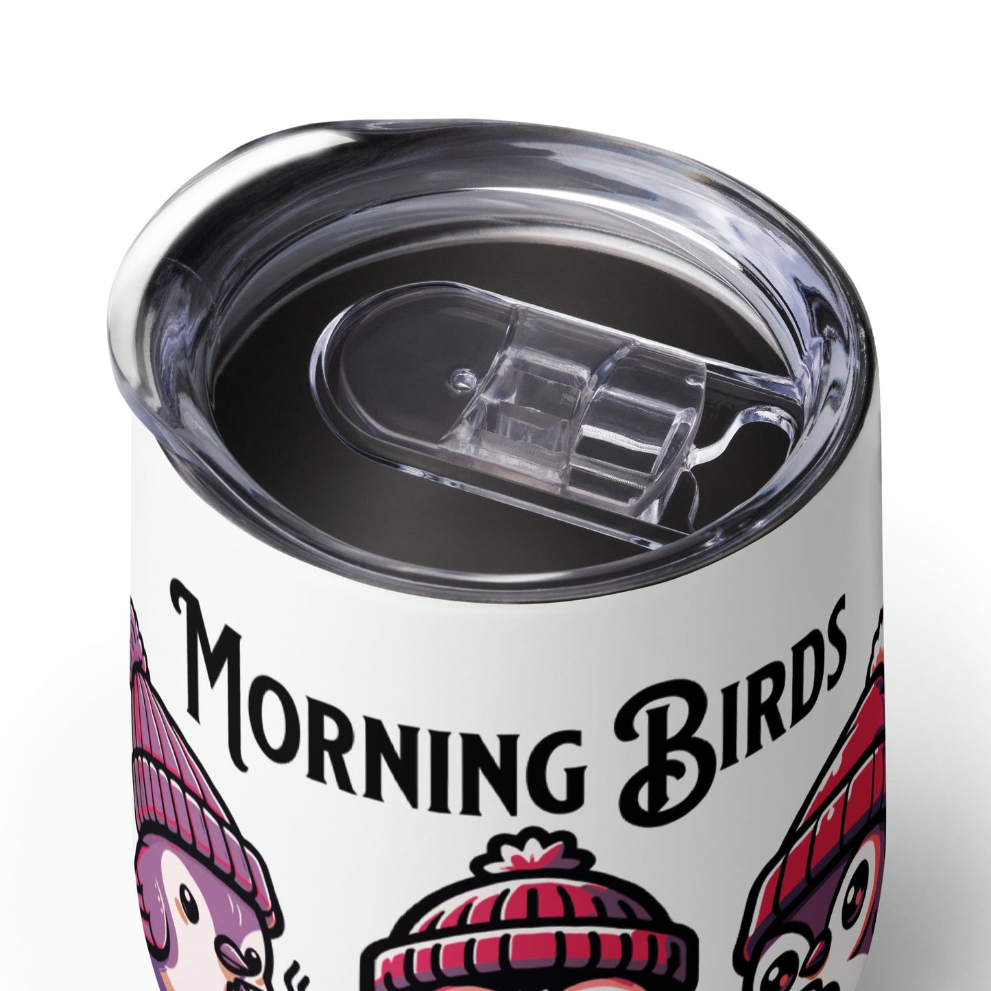 Morning Birds (Purple) Stainless Steel Wine Tumbler - Steel Tumbler - Discovery Co.