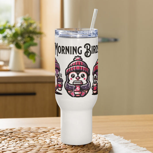 Morning Birds (Purple) Travel Mug With Handle (25 oz and 40 oz) - Travel Mug - Discovery Co.