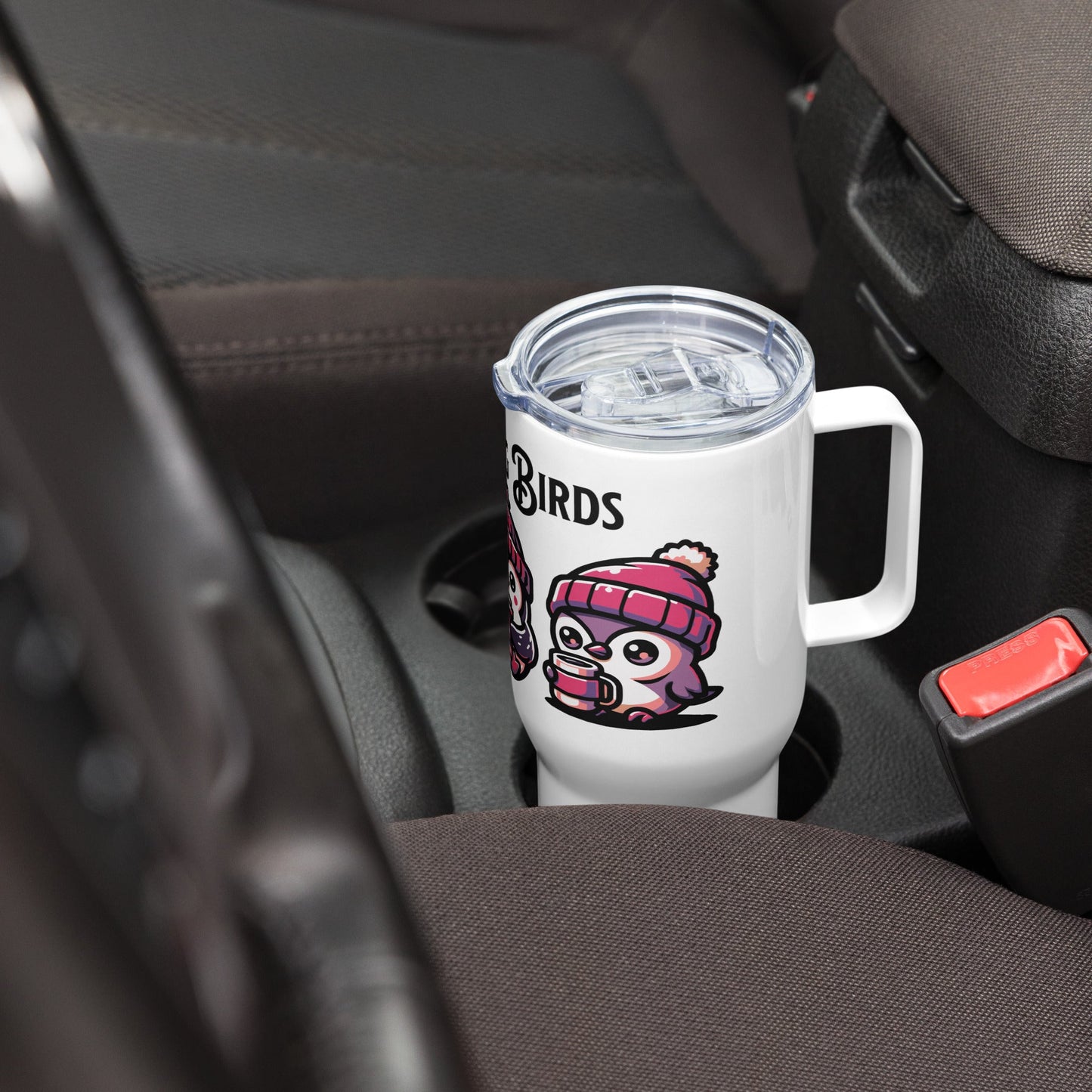 Morning Birds (Purple) Travel Mug With Handle (25 oz and 40 oz) - Travel Mug - Discovery Co.