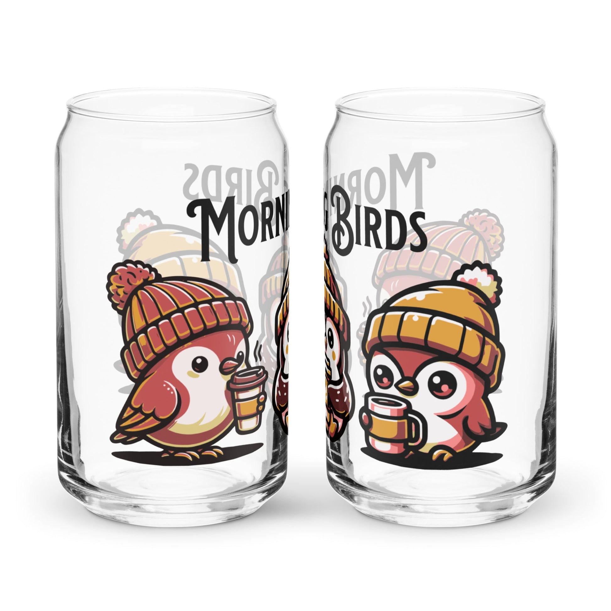 Morning Birds (Tan) Can - Shaped Glass - Can - Shaped Glass - Discovery Co.