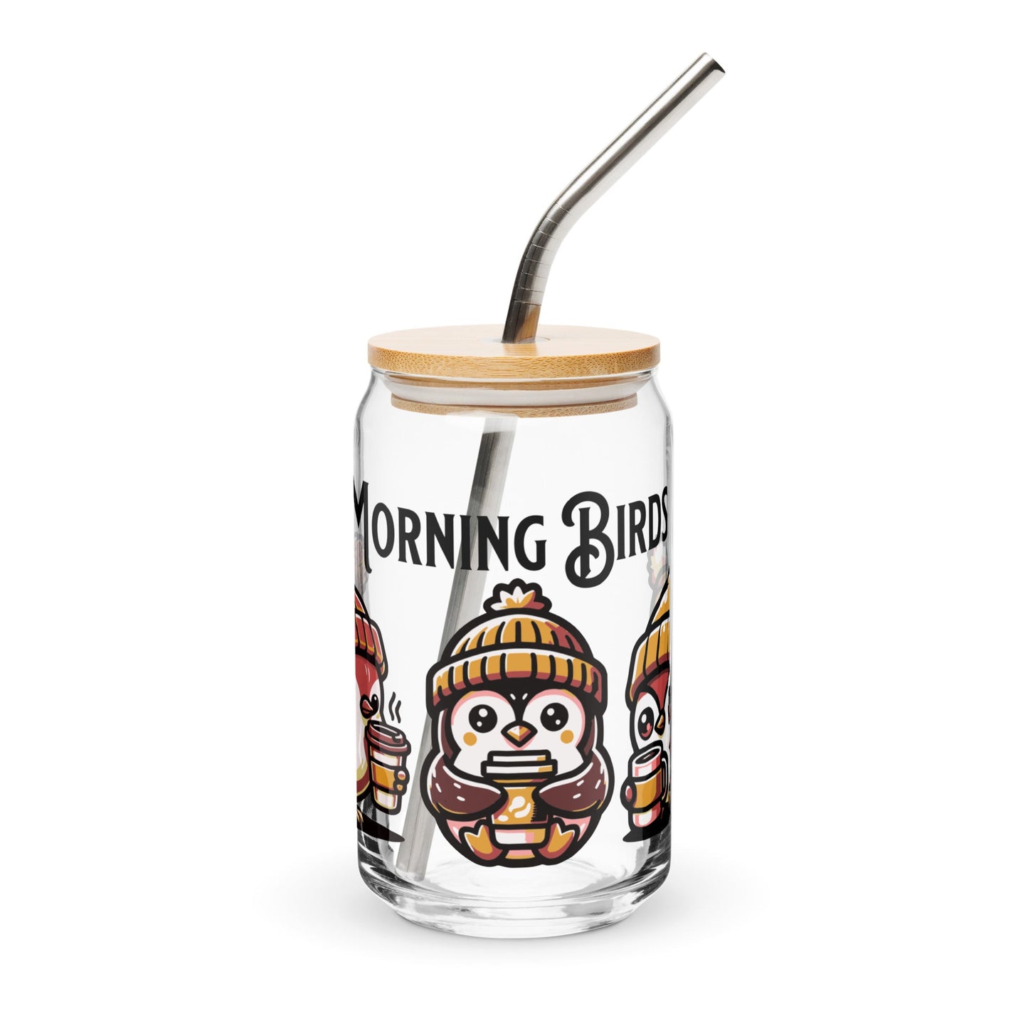 Morning Birds (Tan) Can - Shaped Glass - Can - Shaped Glass - Discovery Co.