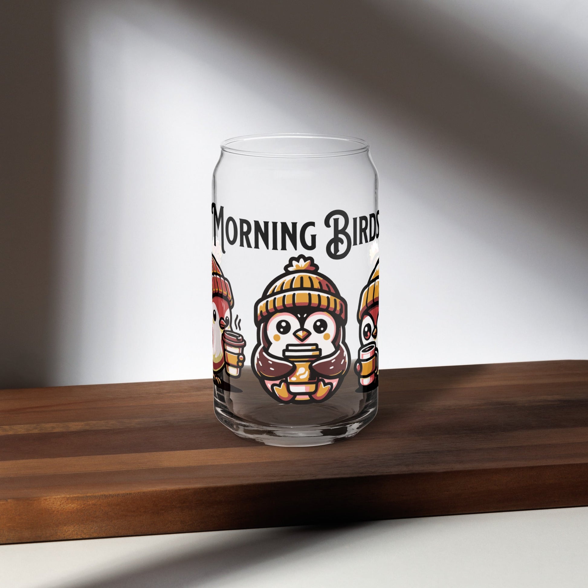 Morning Birds (Tan) Can - Shaped Glass - Can - Shaped Glass - Discovery Co.