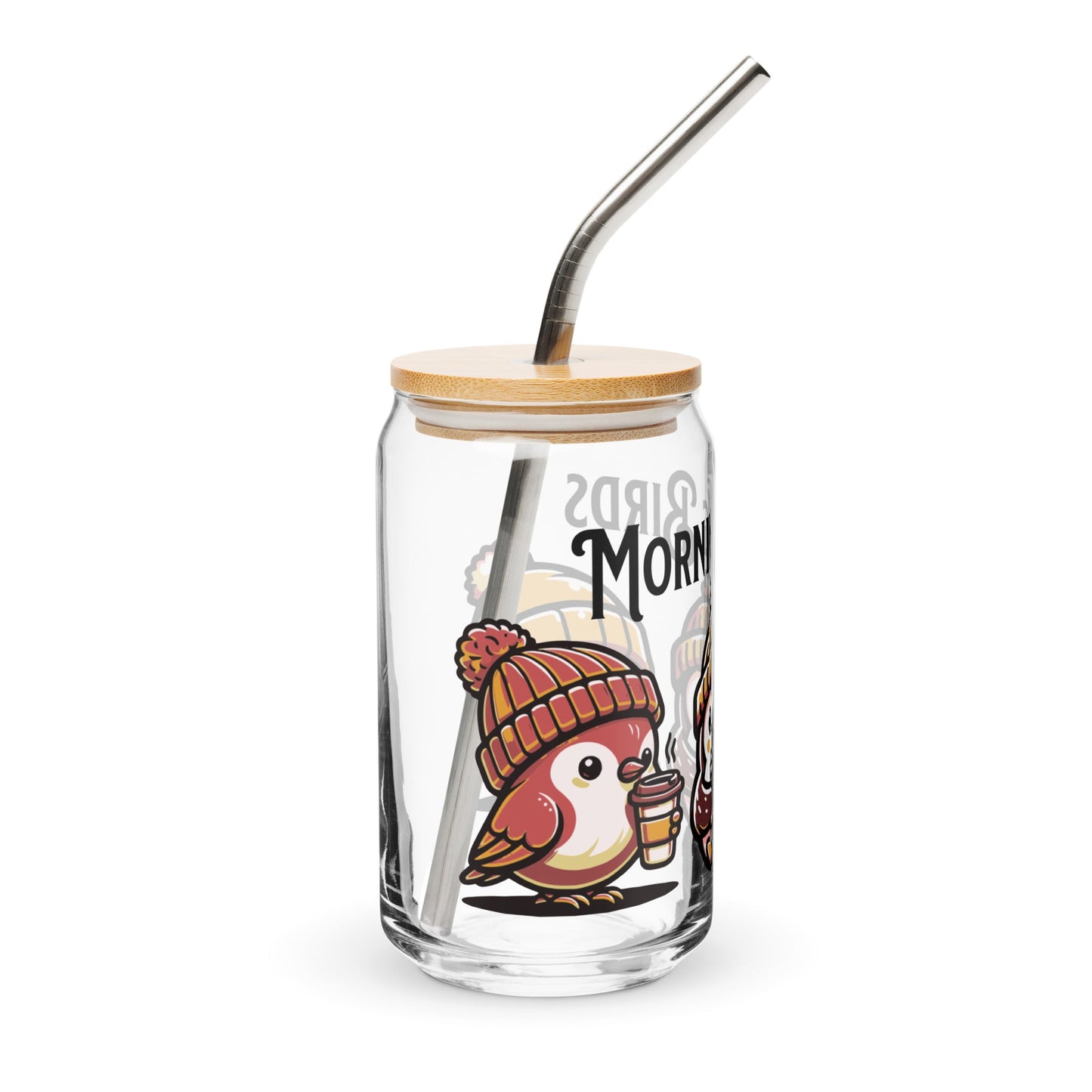 Morning Birds (Tan) Can - Shaped Glass - Can - Shaped Glass - Discovery Co.