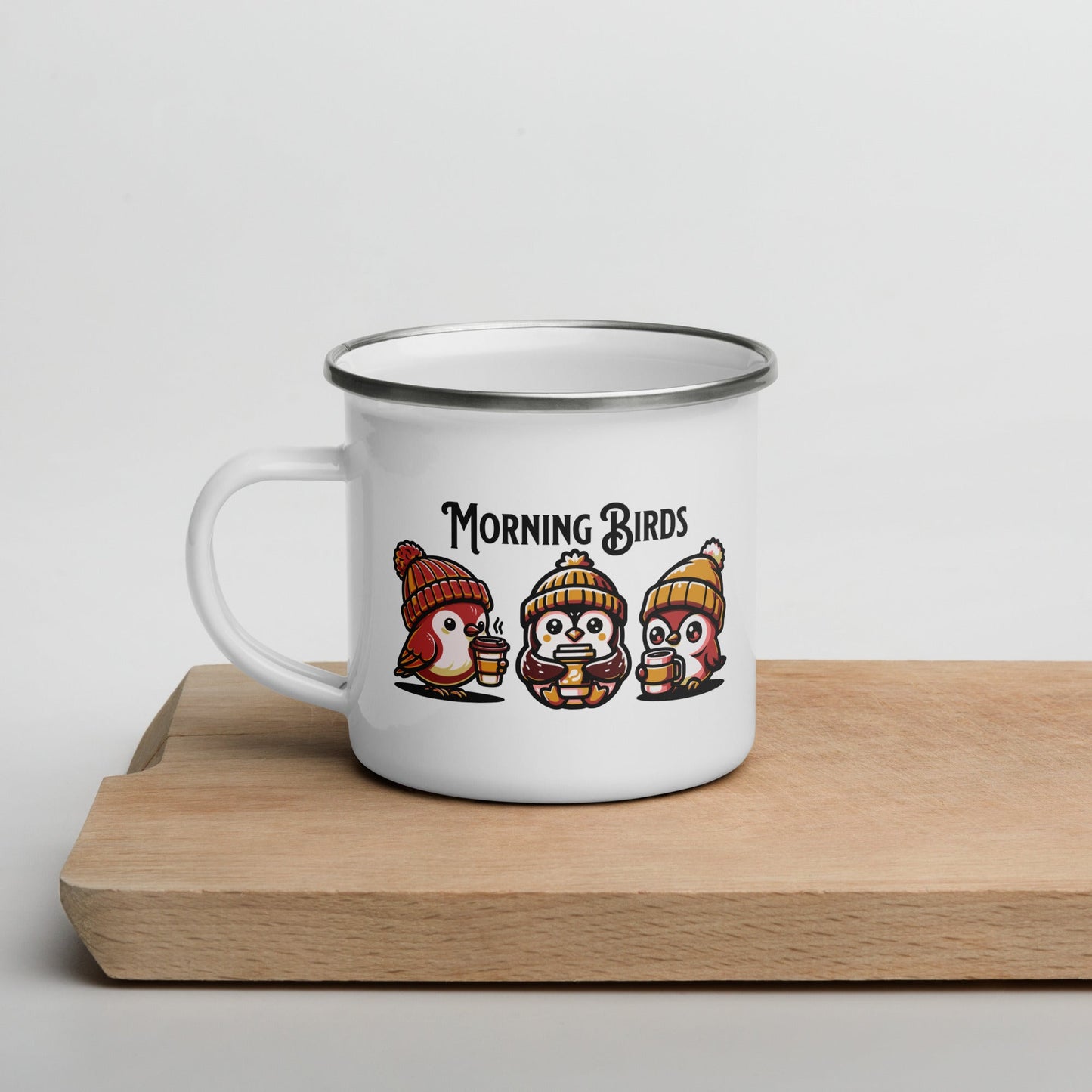Morning Birds (Tan) Enamel Mug - Mugs - Discovery Co.