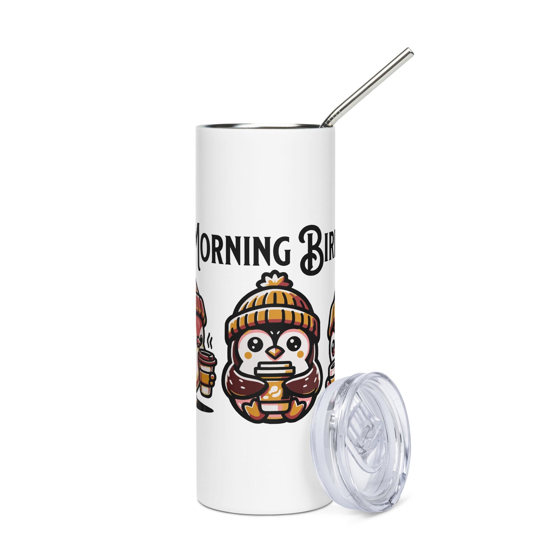 Morning Birds (Tan) Stainless Steel Tumbler - Steel Tumbler - Discovery Co.