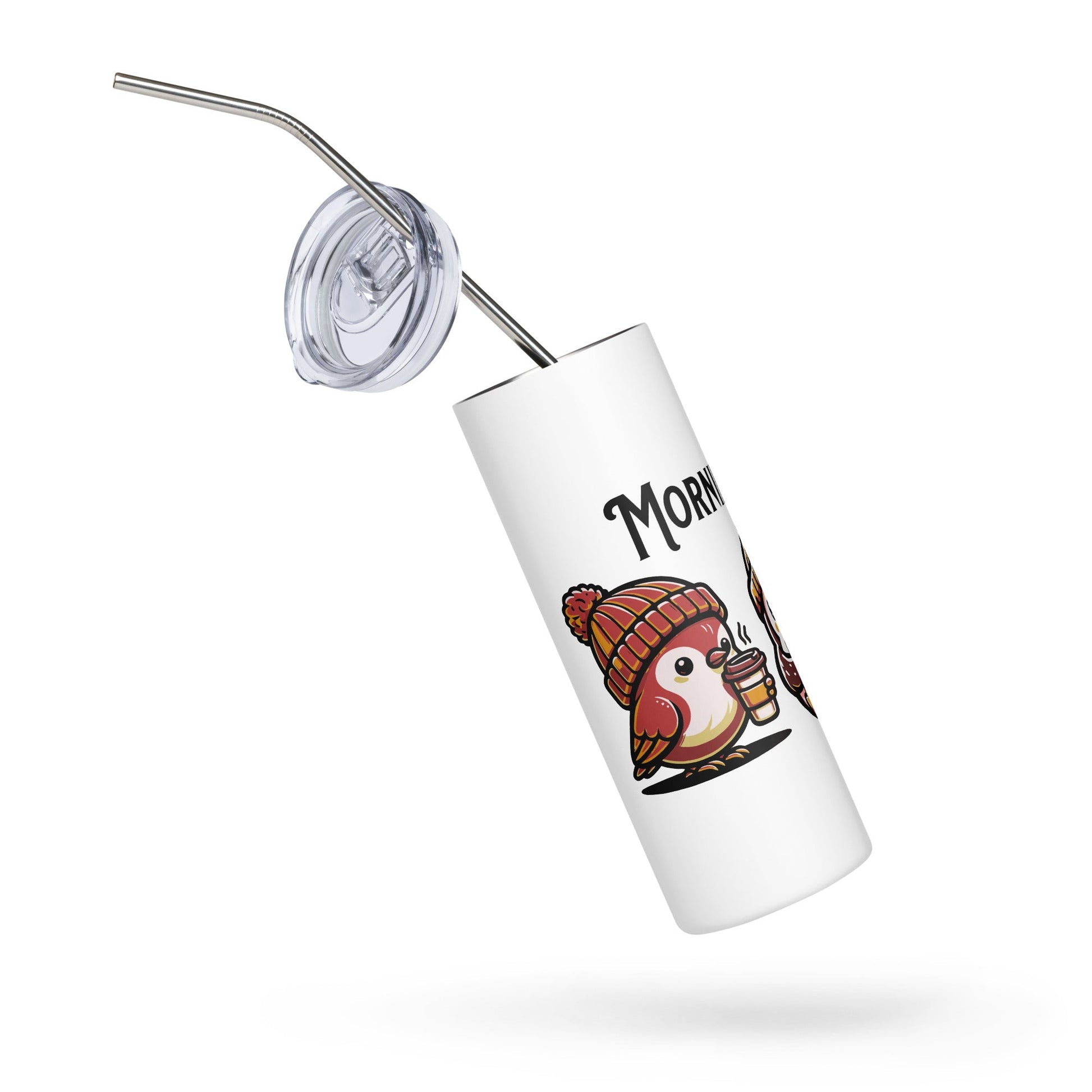 Morning Birds (Tan) Stainless Steel Tumbler - Steel Tumbler - Discovery Co.