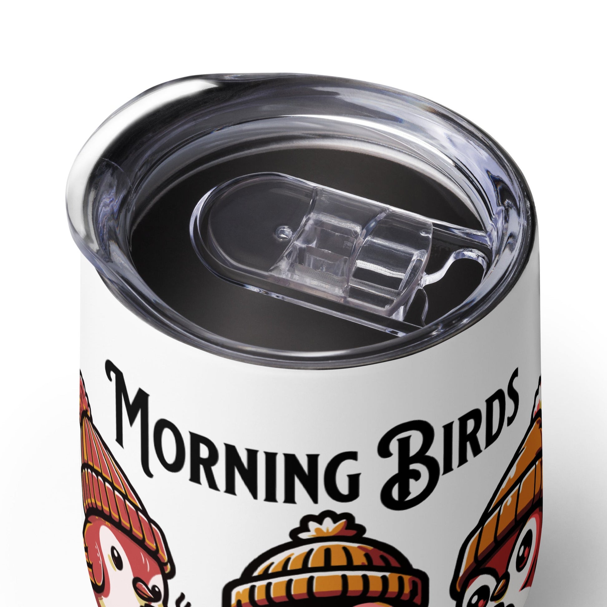 Morning Birds (Tan) Stainless Steel Wine Tumbler - Steel Tumbler - Discovery Co.