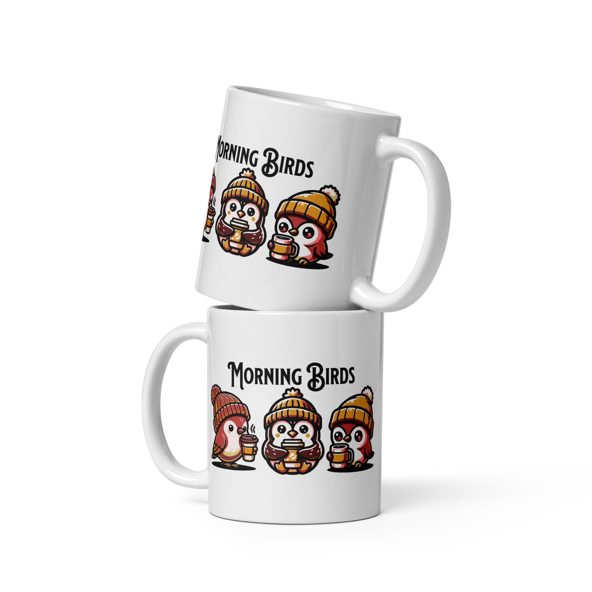 Morning Birds (Tan) White Glossy Mug (11 oz. 15 oz, 20 oz) - Mugs - Discovery Co.
