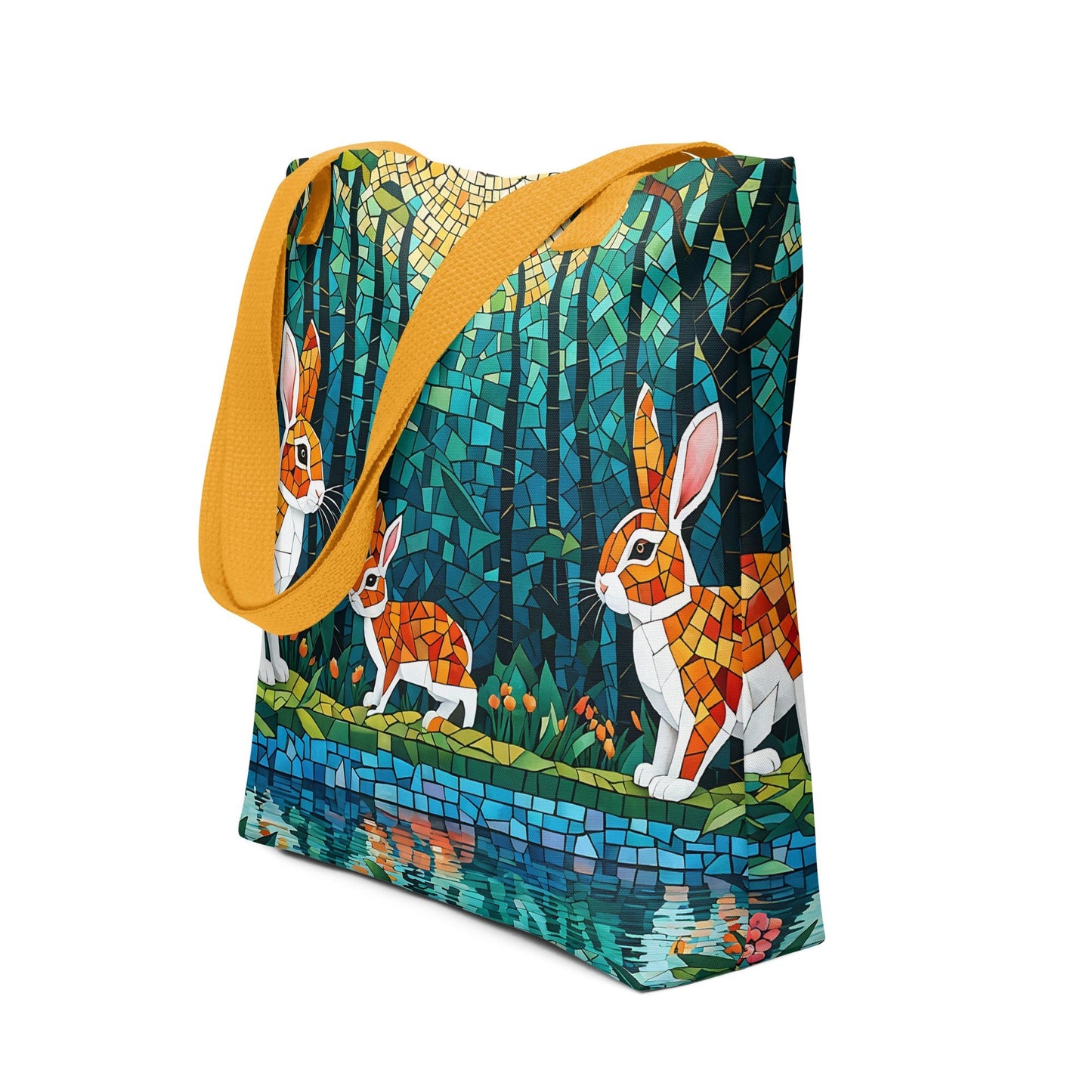 Mosaic Bunnies In The Forest Tote Bag - Tote Bags - Discovery Co.