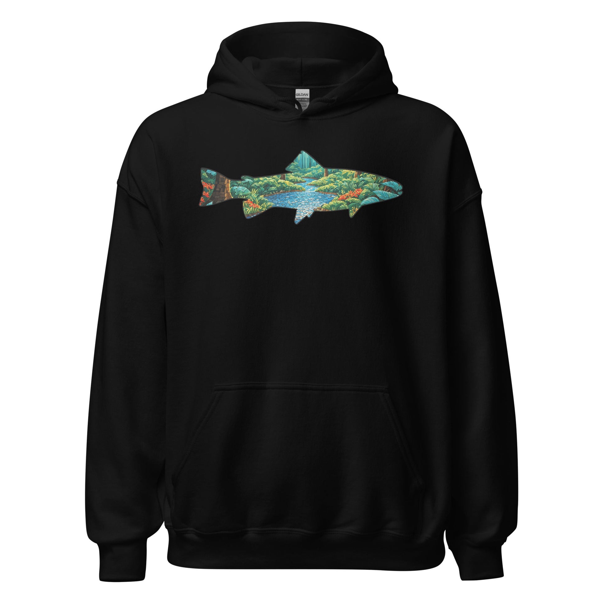 Mosaic Forest Trout Men's (Unisex) Hoodie - Hoodies - Discovery Co.