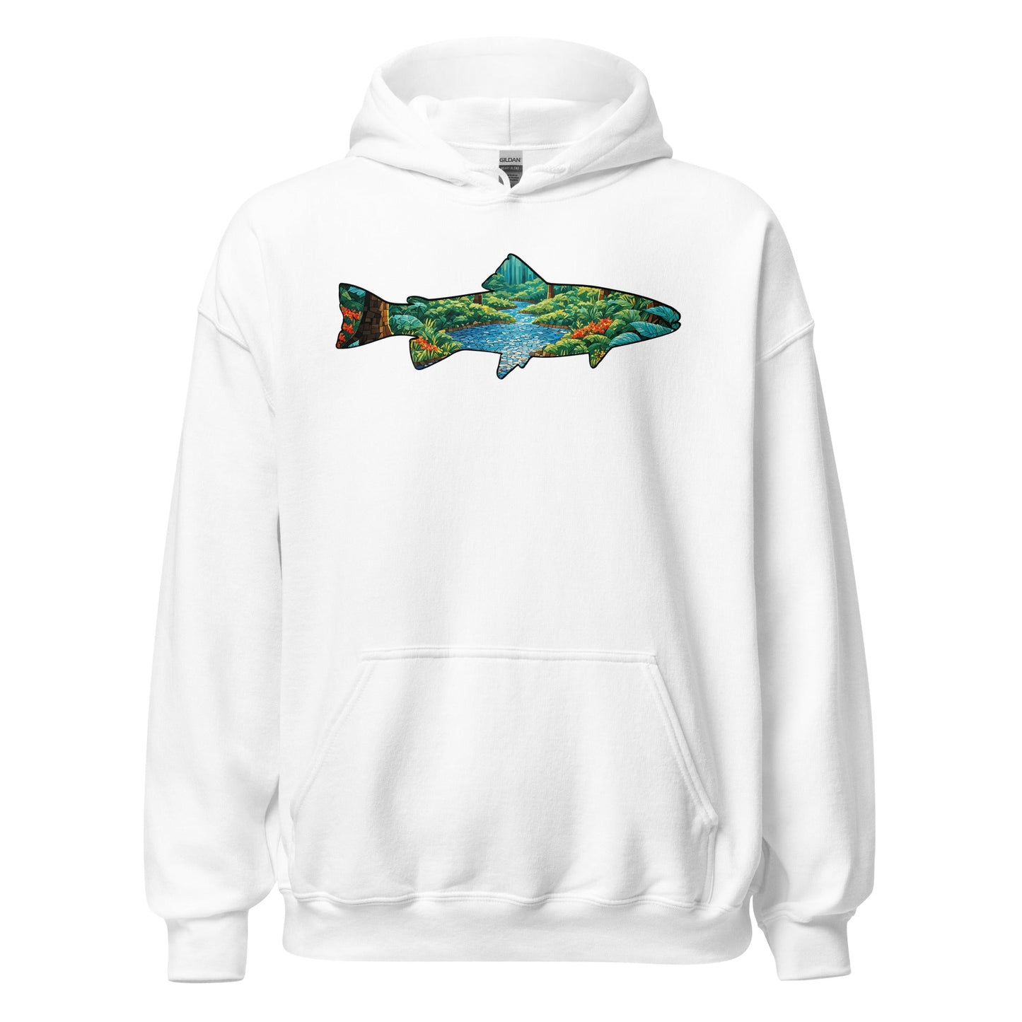 Mosaic Forest Trout Men's (Unisex) Hoodie - Hoodies - Discovery Co.