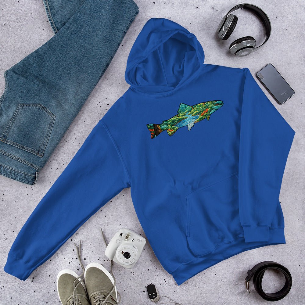 Mosaic Forest Trout Men's (Unisex) Hoodie - Hoodies - Discovery Co.