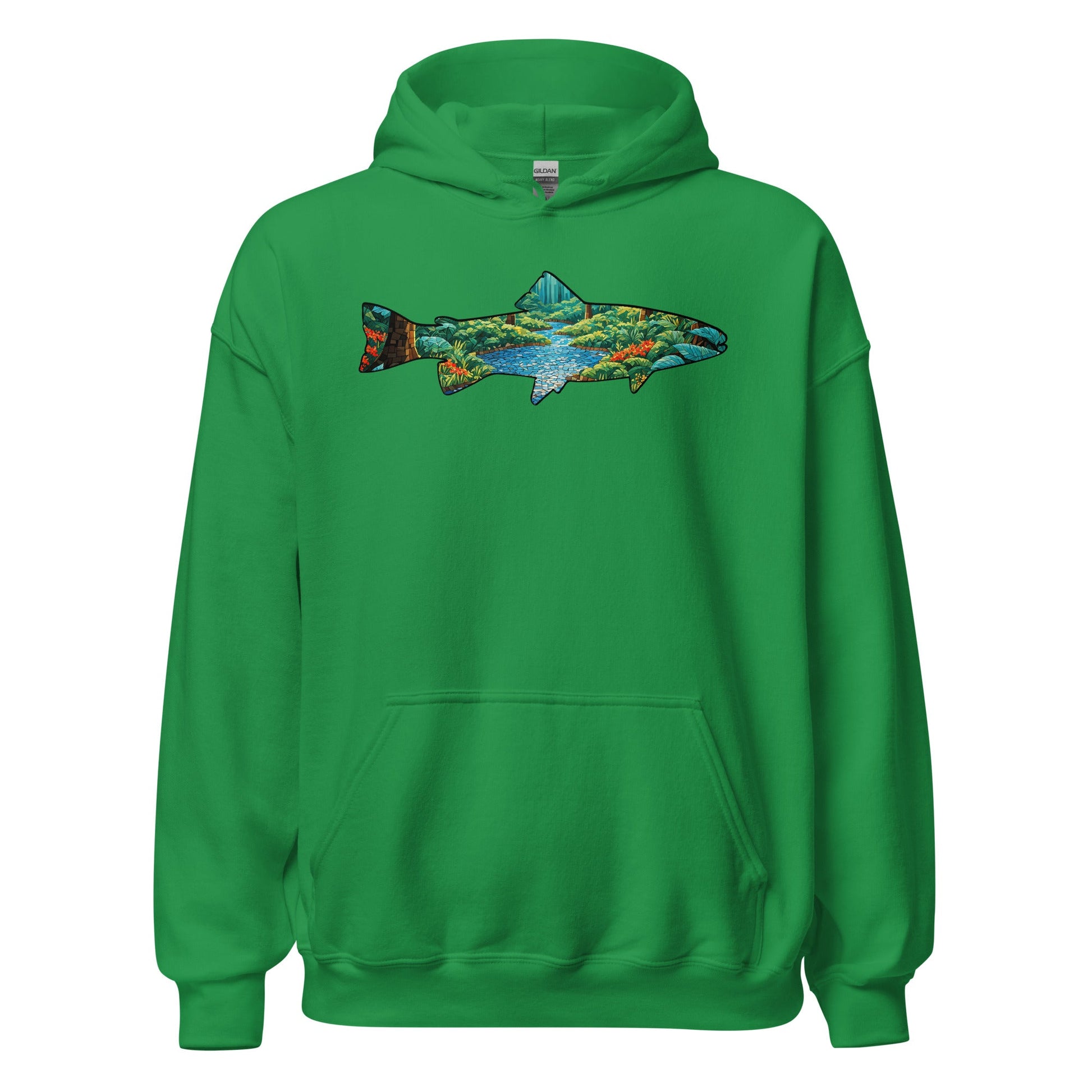 Mosaic Forest Trout Men's (Unisex) Hoodie - Hoodies - Discovery Co.