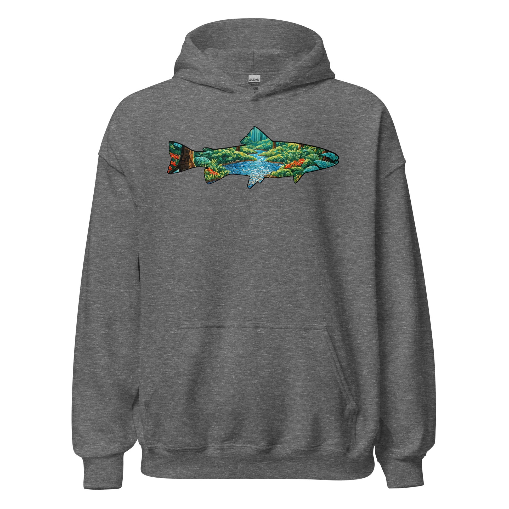 Mosaic Forest Trout Men's (Unisex) Hoodie - Hoodies - Discovery Co.