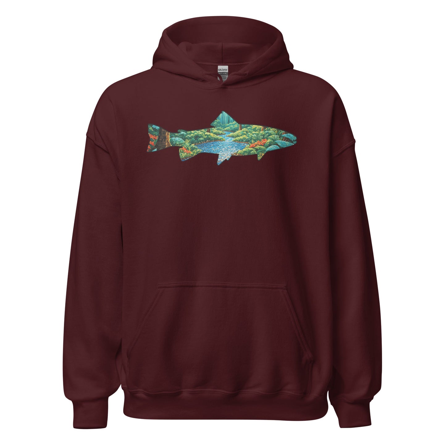 Mosaic Forest Trout Men's (Unisex) Hoodie - Hoodies - Discovery Co.