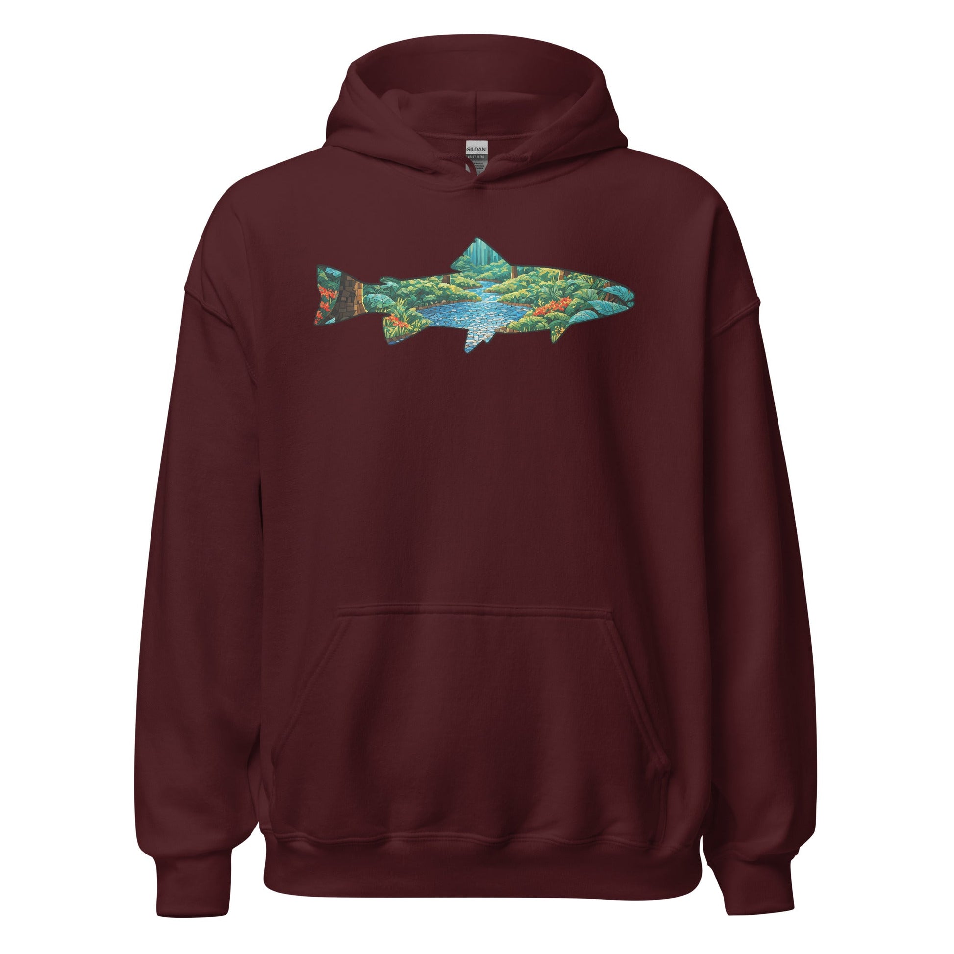 Mosaic Forest Trout Men's (Unisex) Hoodie - Hoodies - Discovery Co.