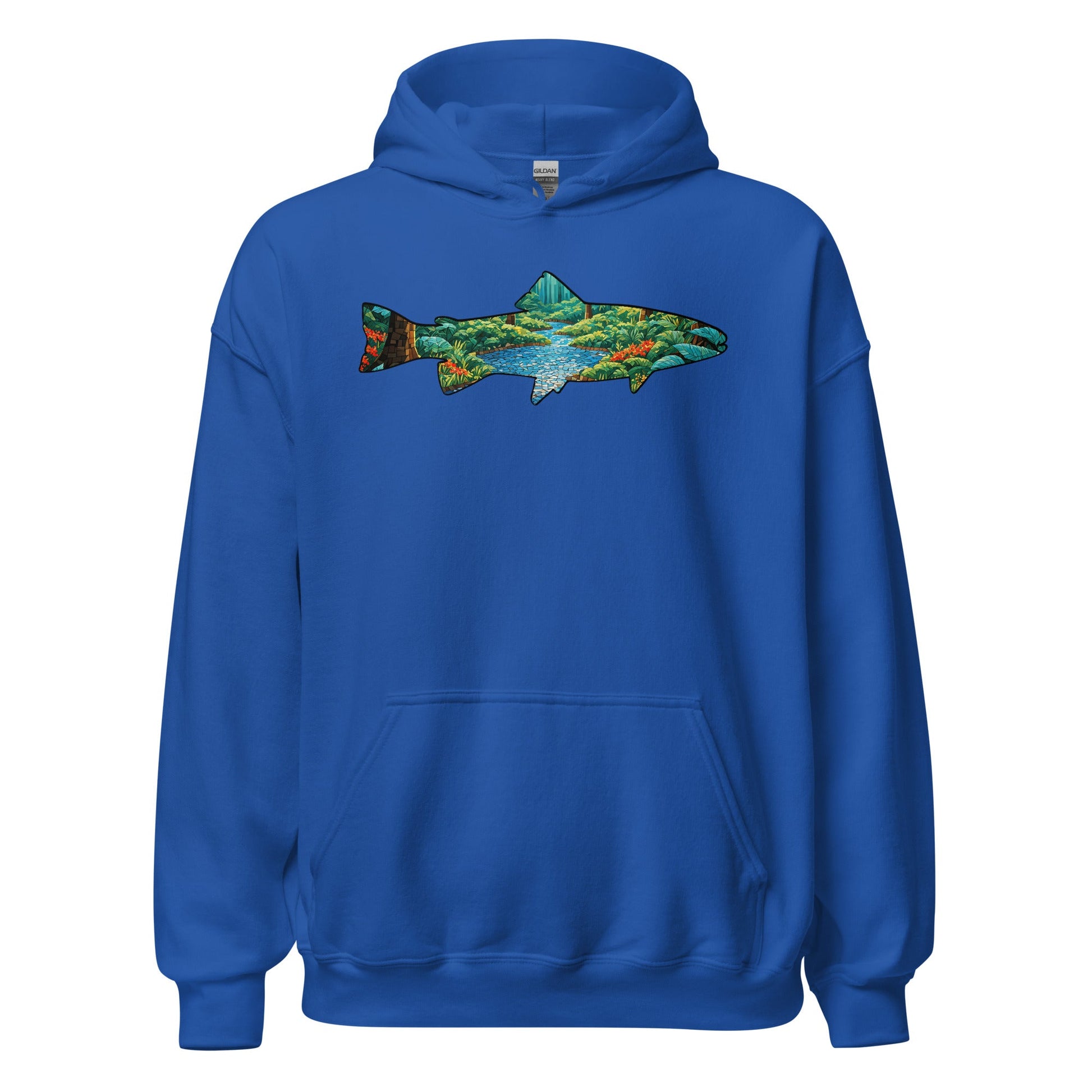 Mosaic Forest Trout Men's (Unisex) Hoodie - Hoodies - Discovery Co.