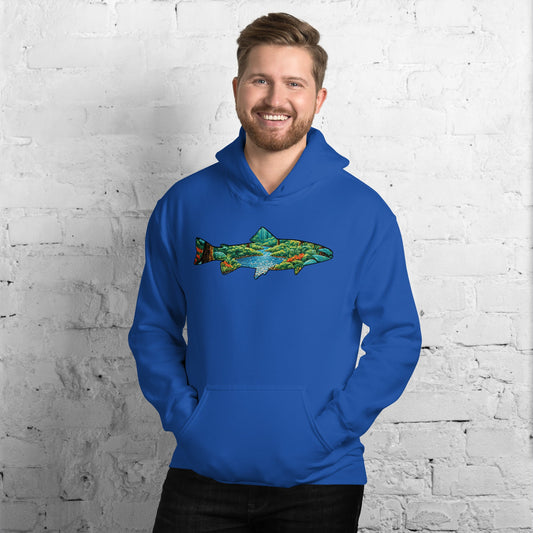Mosaic Forest Trout Men's (Unisex) Hoodie - Hoodies - Discovery Co.
