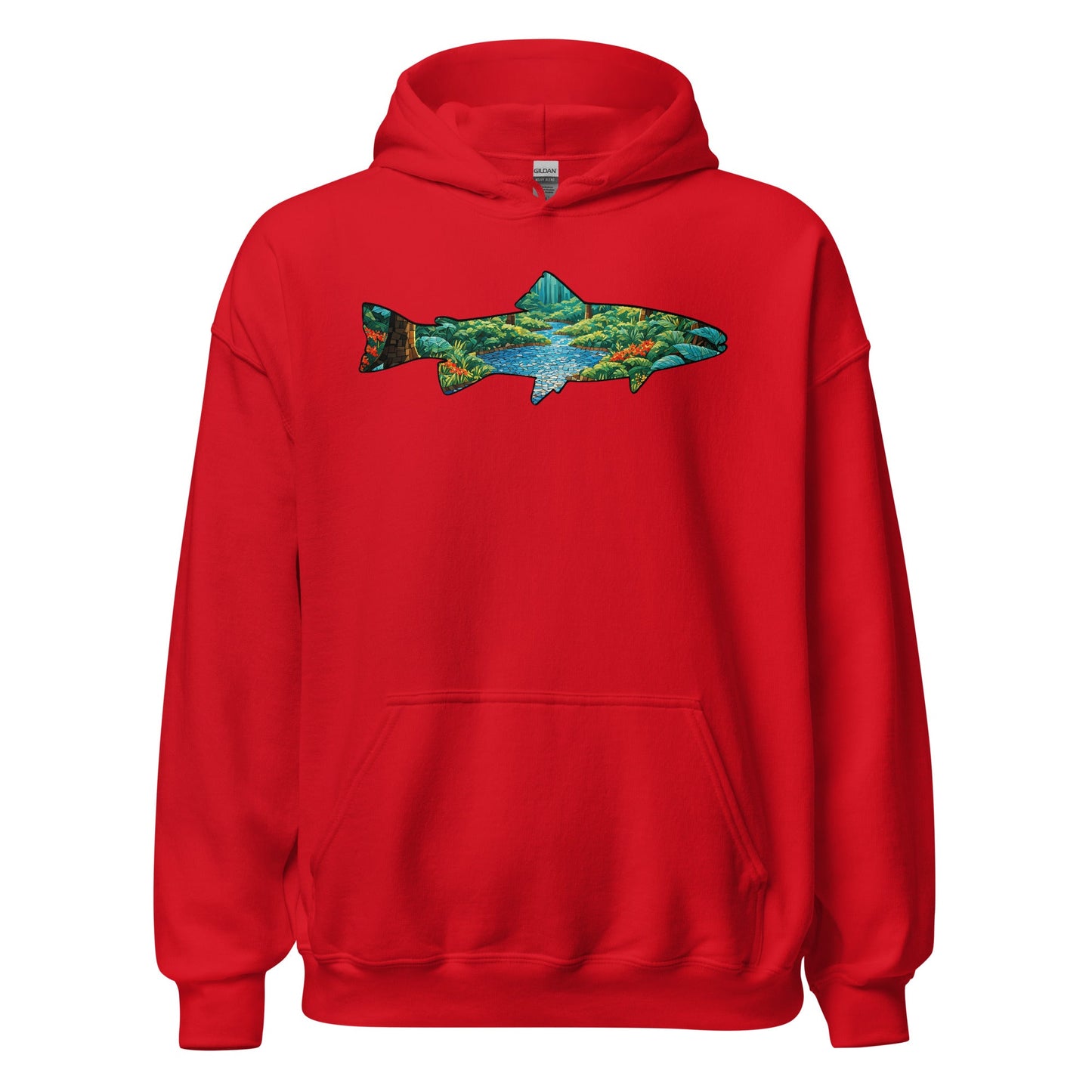 Mosaic Forest Trout Men's (Unisex) Hoodie - Hoodies - Discovery Co.