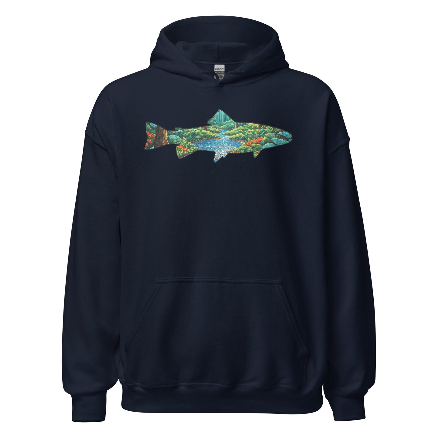 Mosaic Forest Trout Men's (Unisex) Hoodie - Hoodies - Discovery Co.