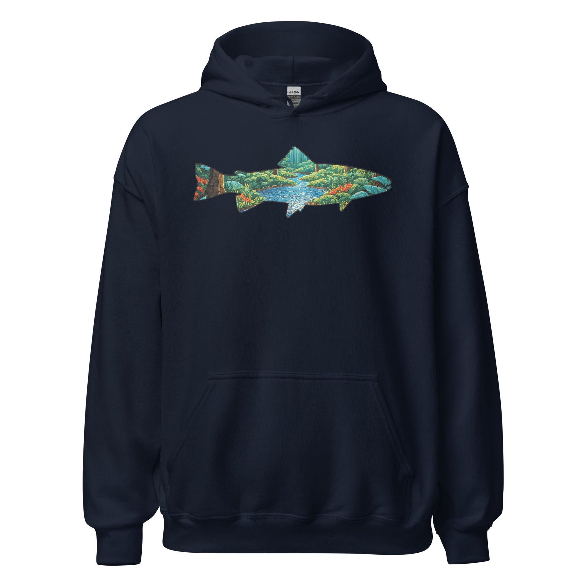 Mosaic Forest Trout Men's (Unisex) Hoodie - Hoodies - Discovery Co.