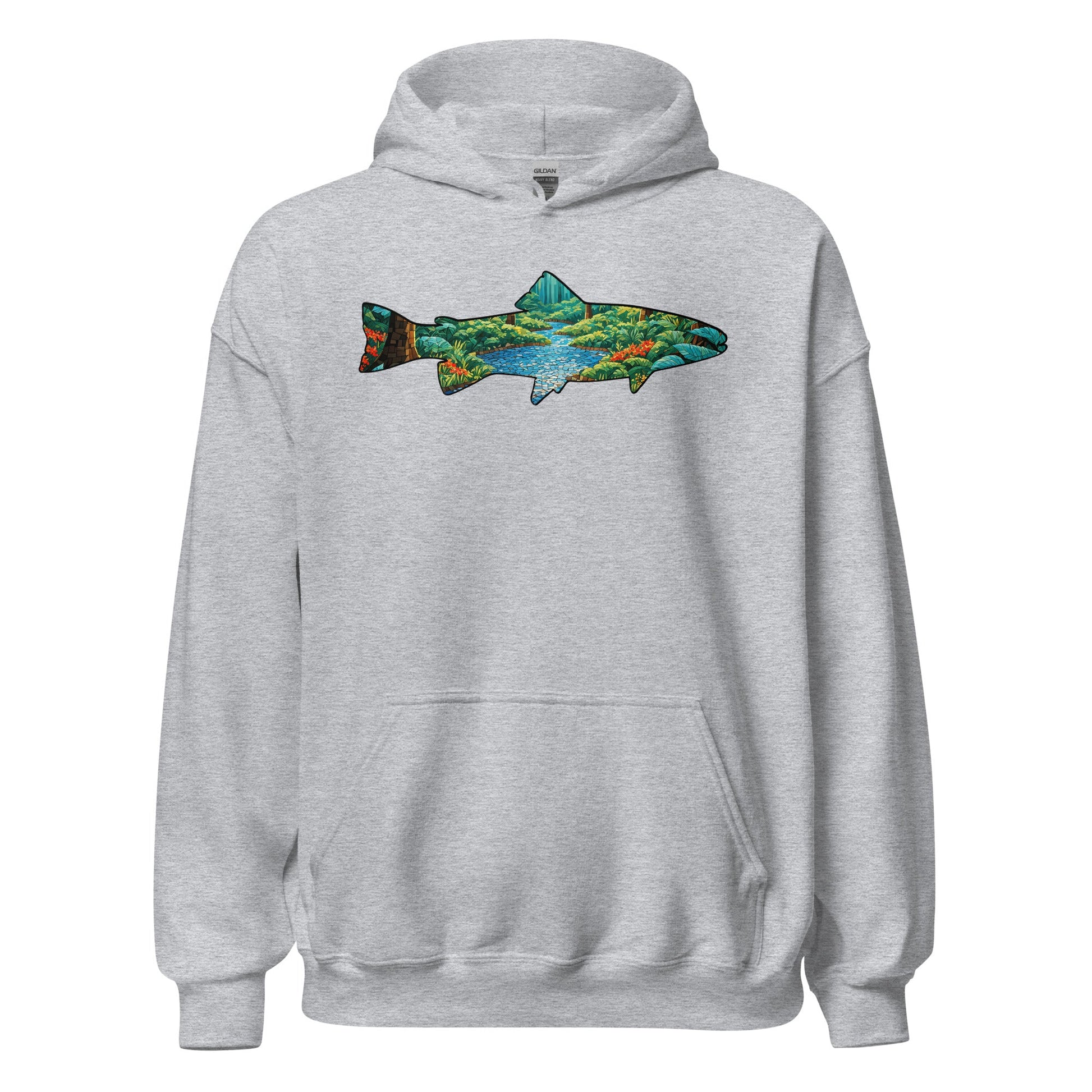 Mosaic Forest Trout Men's (Unisex) Hoodie - Hoodies - Discovery Co.