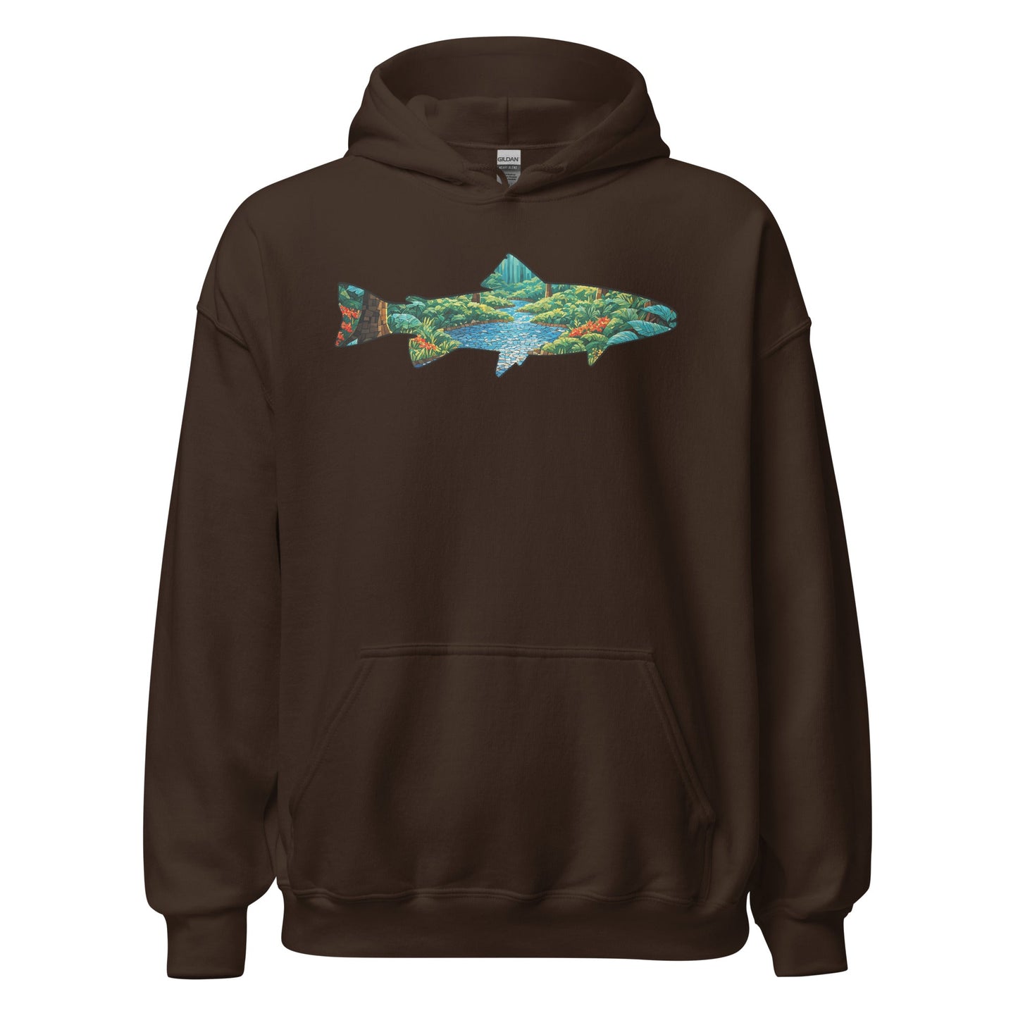 Mosaic Forest Trout Men's (Unisex) Hoodie - Hoodies - Discovery Co.