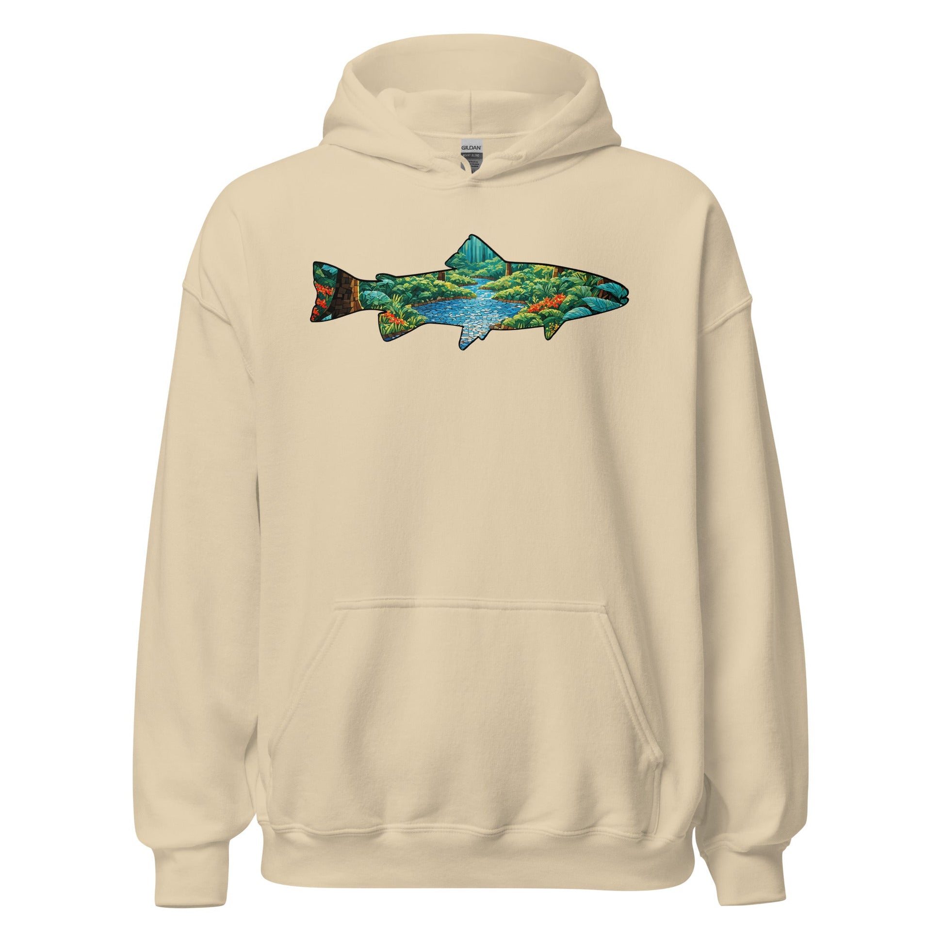 Mosaic Forest Trout Men's (Unisex) Hoodie - Hoodies - Discovery Co.