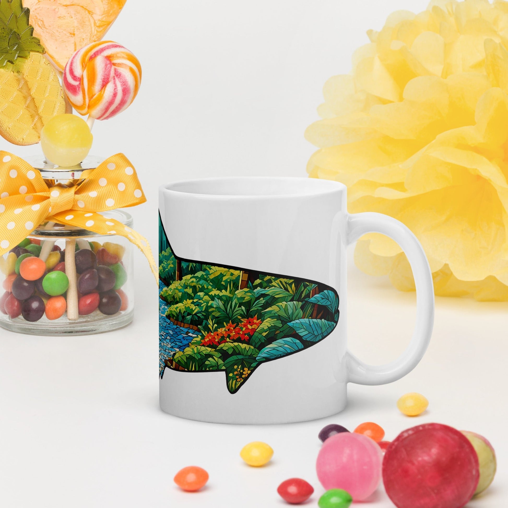 Mosaic Forest Trout White Glossy Mug (11 oz, 15 oz, 20 oz) - Mugs - Discovery Co.