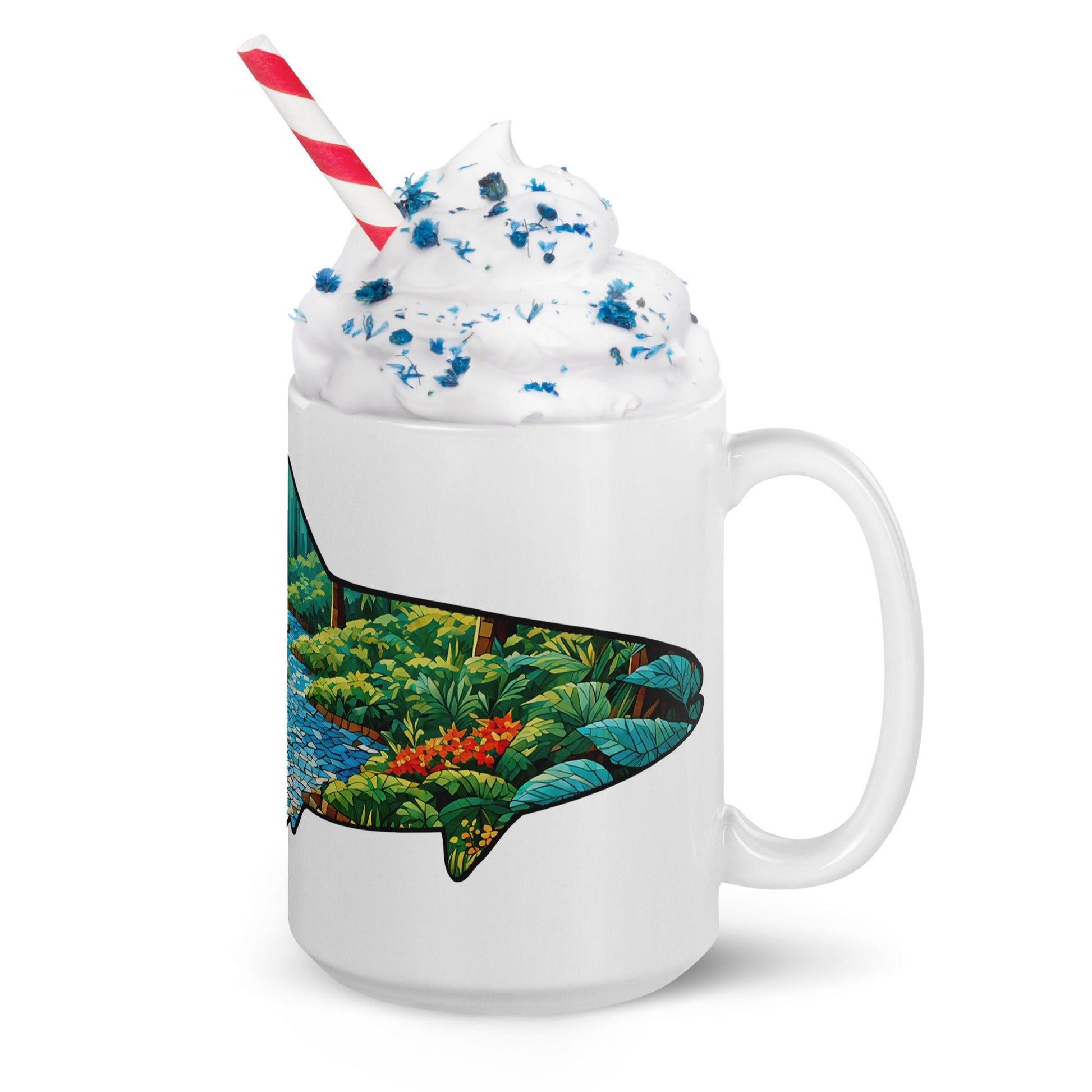 Mosaic Forest Trout White Glossy Mug (11 oz, 15 oz, 20 oz) - Mugs - Discovery Co.