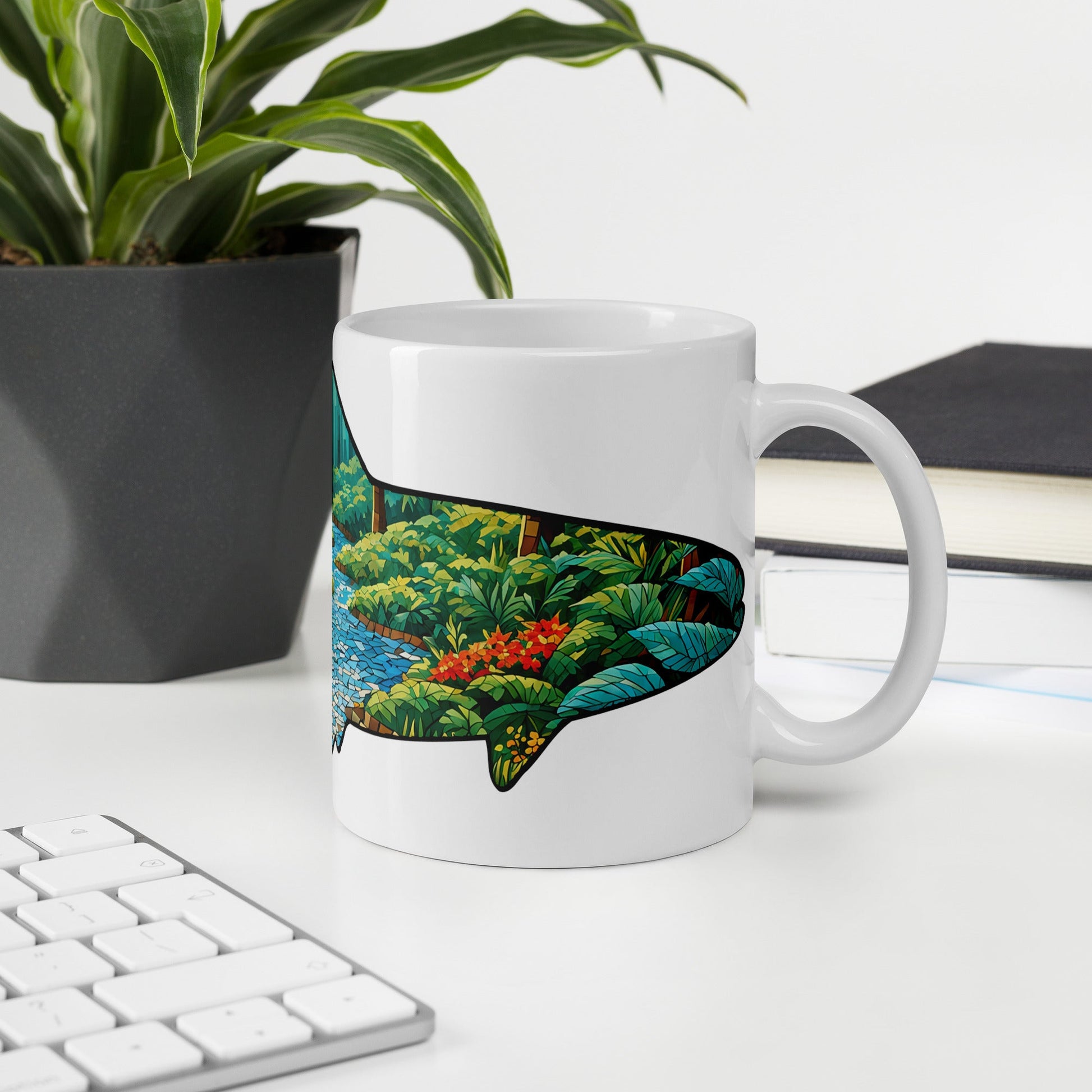 Mosaic Forest Trout White Glossy Mug (11 oz, 15 oz, 20 oz) - Mugs - Discovery Co.