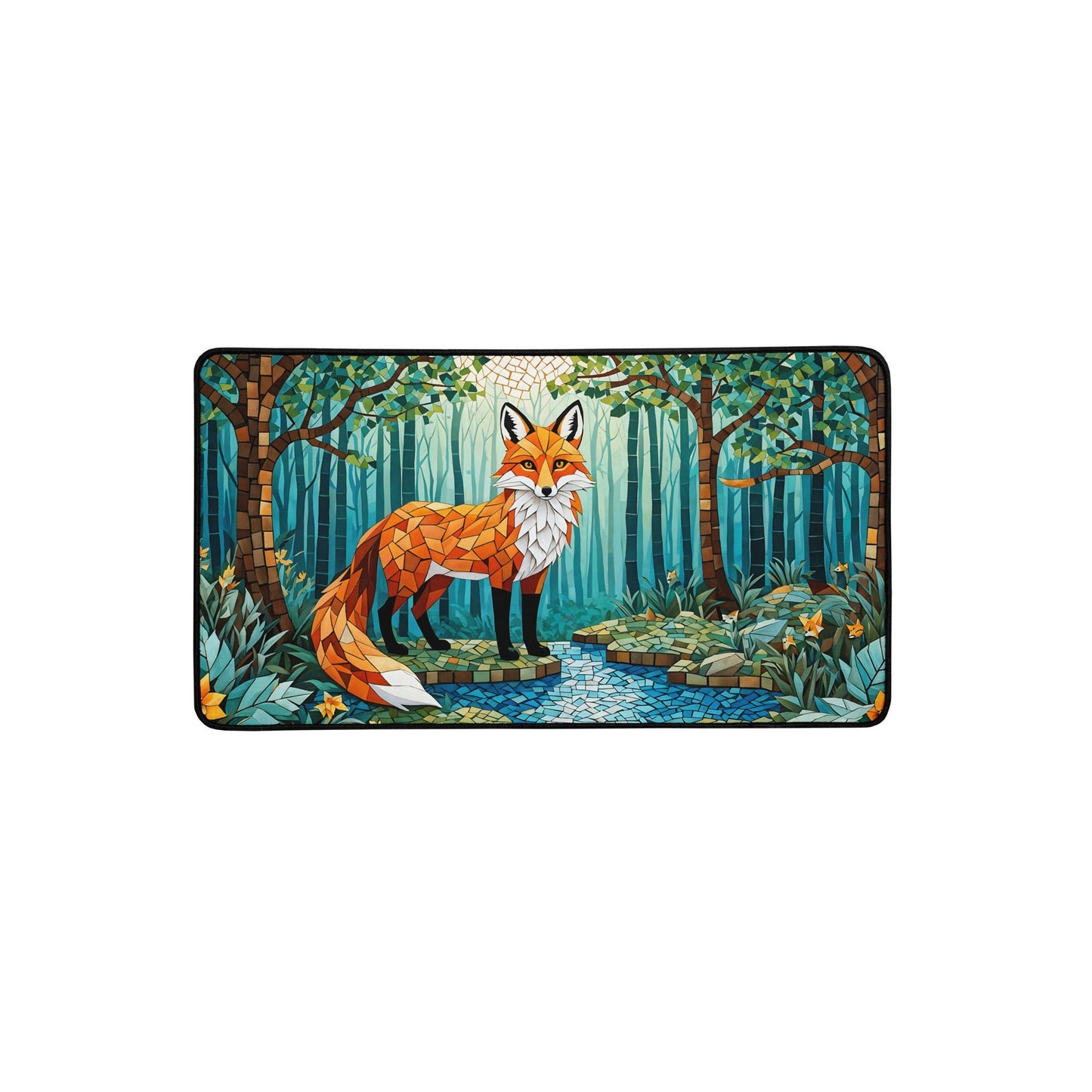 Mosaic Fox By The River Desk Mat - Mouse Pads - Discovery Co.