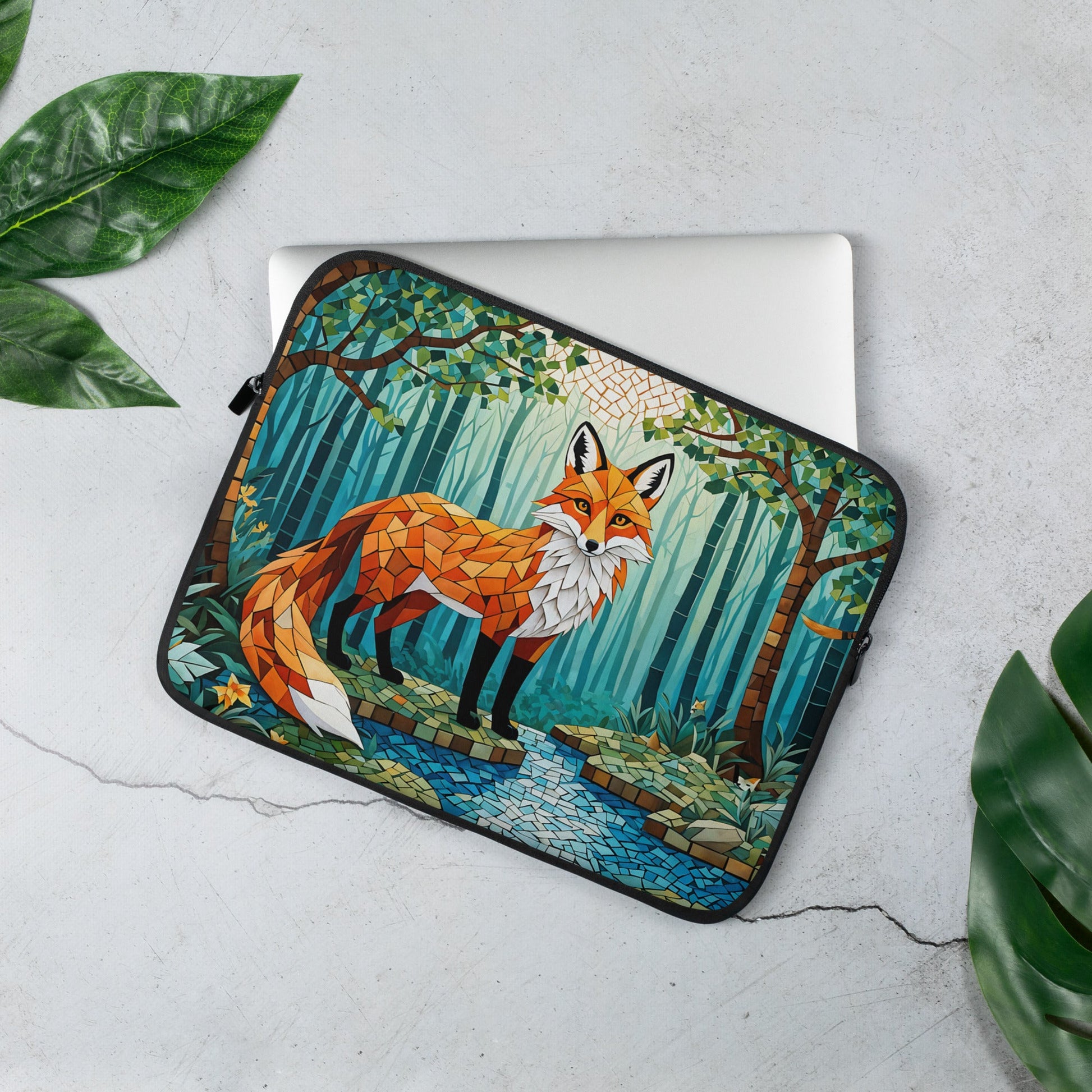 Mosaic Fox By The River Laptop Sleeve - Laptop Cases - Discovery Co.