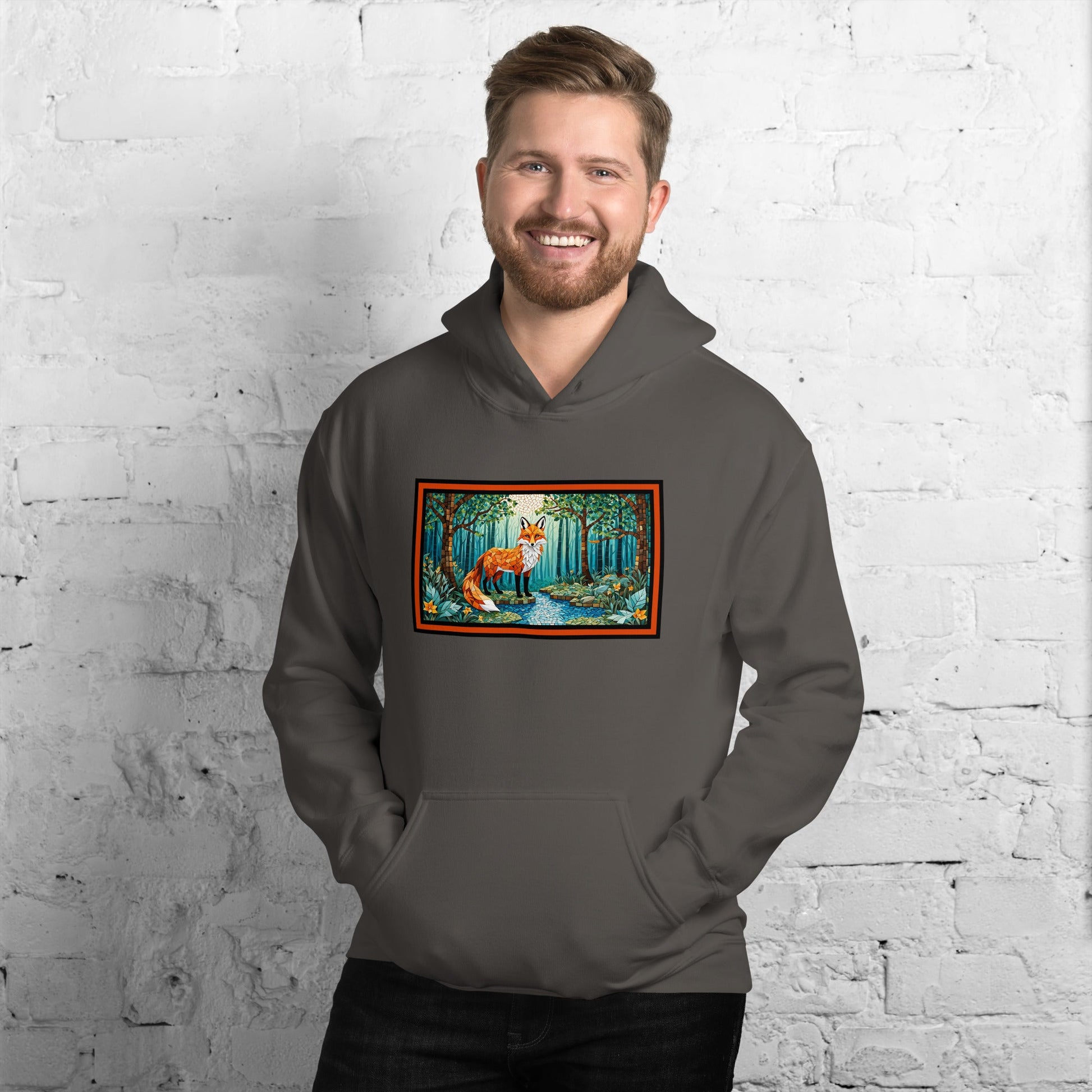 Mosaic Fox By The River Men's (Unisex) Hoodie - Hoodies - Discovery Co.
