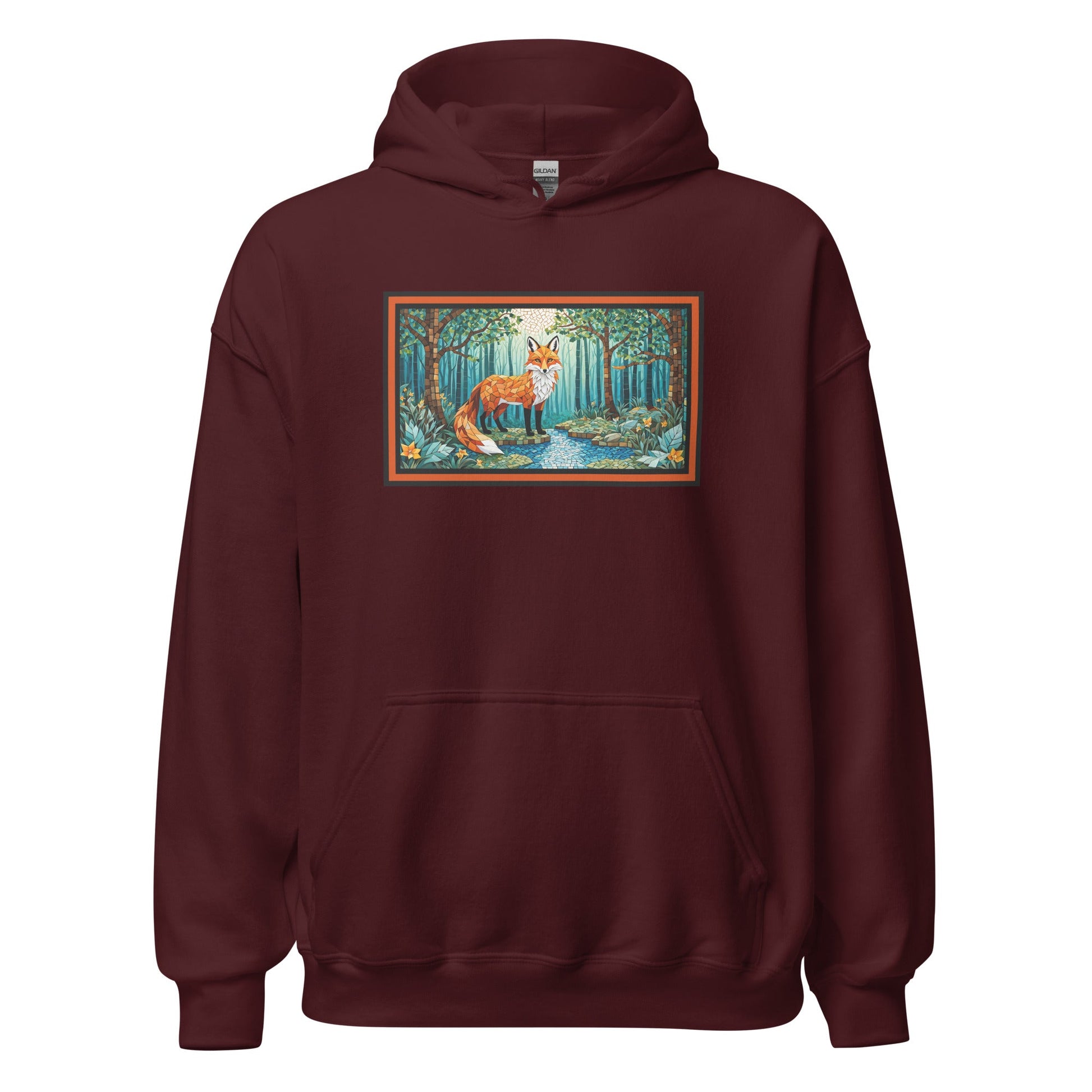 Mosaic Fox By The River Men's (Unisex) Hoodie - Hoodies - Discovery Co.