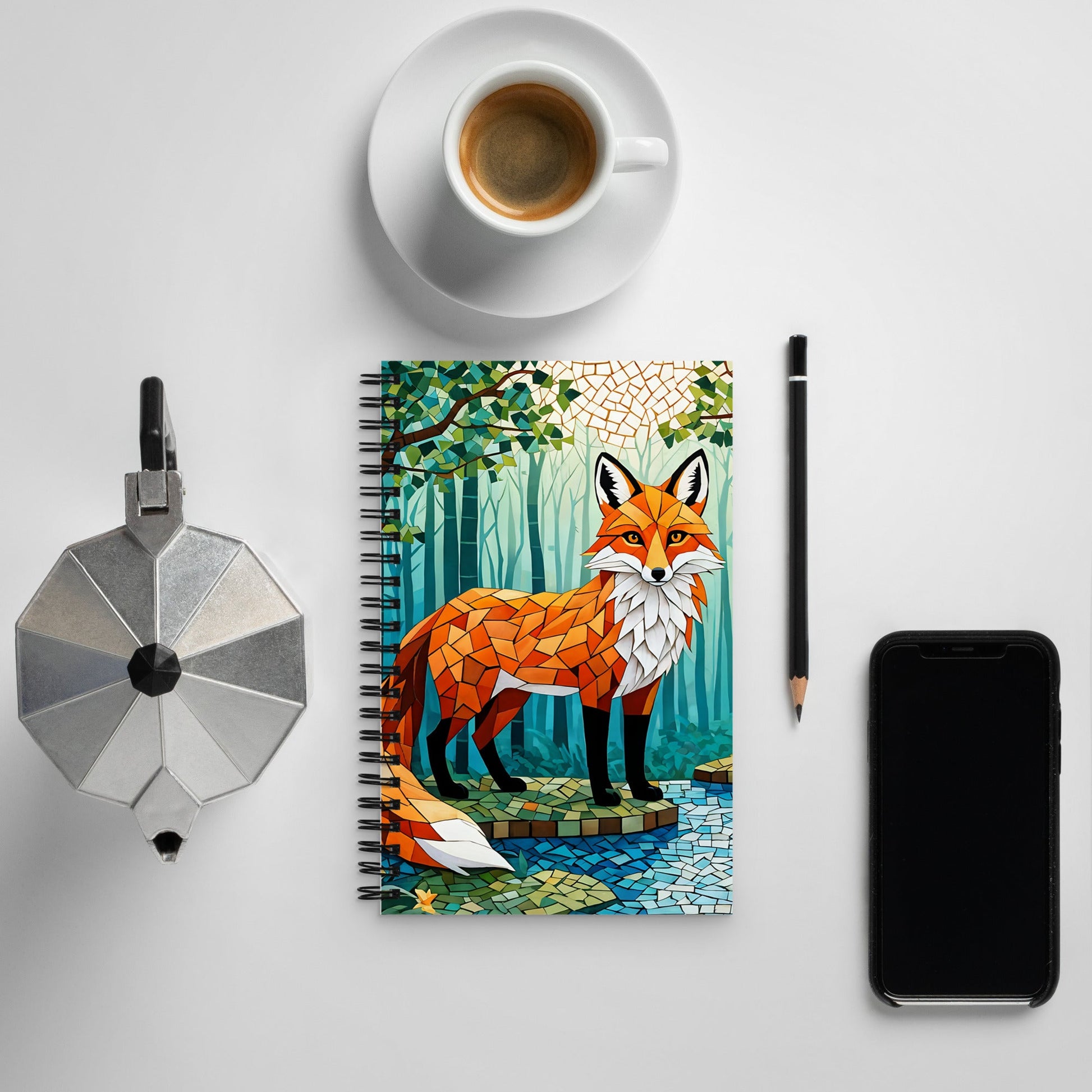 Mosaic Fox By The River Spiral Notebook - Spiral Notebooks - Discovery Co.