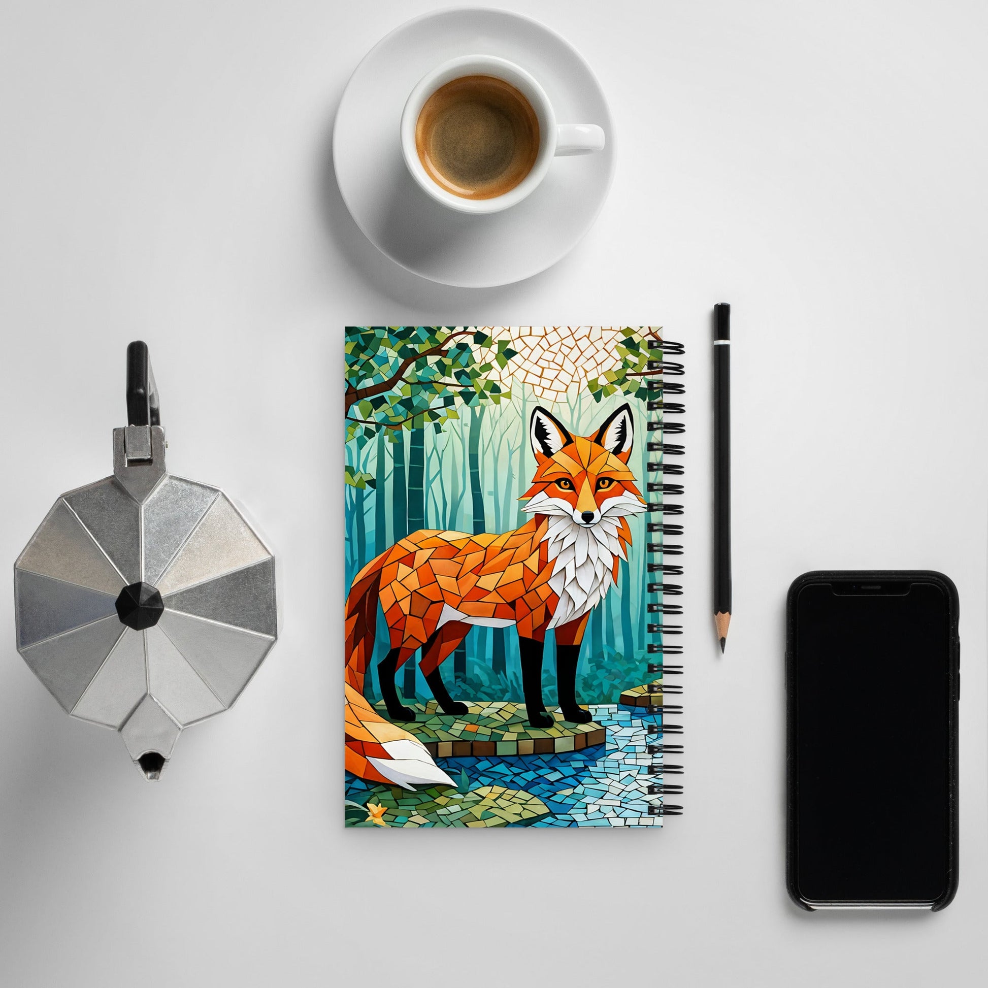 Mosaic Fox By The River Spiral Notebook - Spiral Notebooks - Discovery Co.